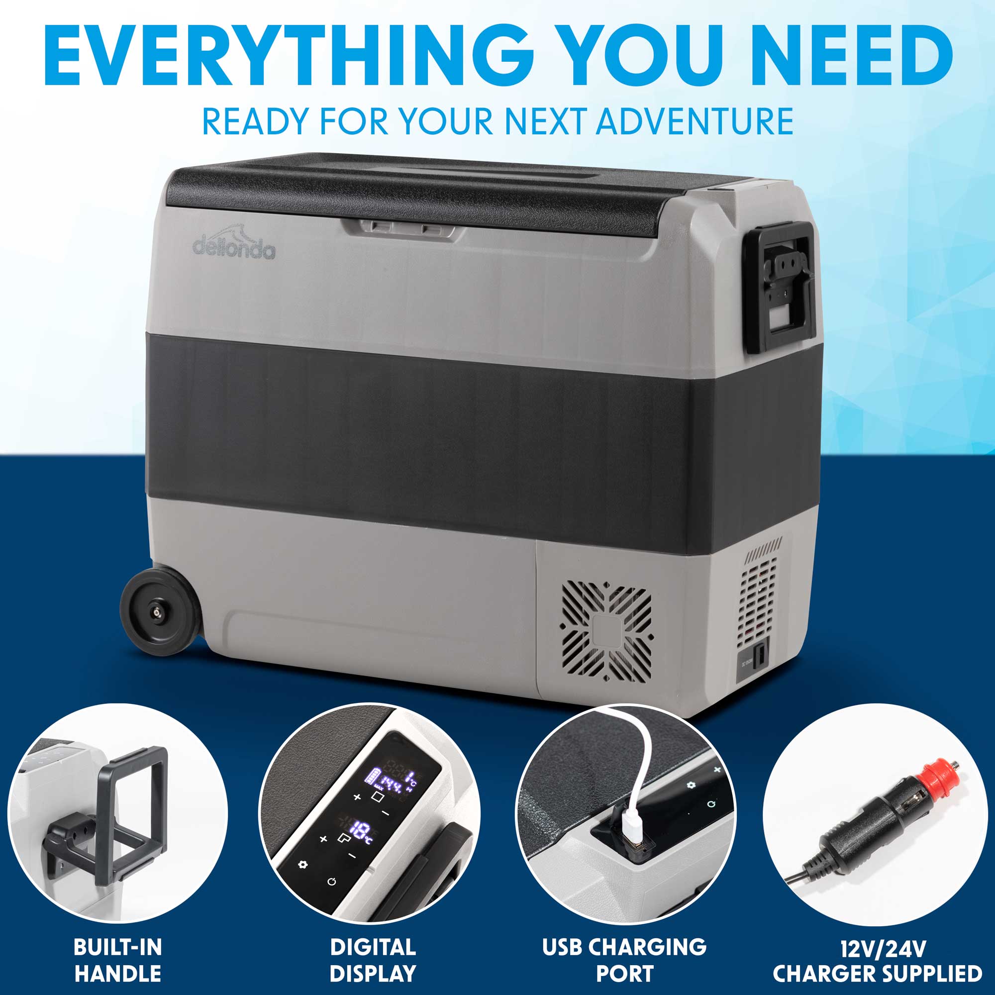 60L Portable Car Fridge, Freezer, 12/24V Dual Zone Compressor - DL15