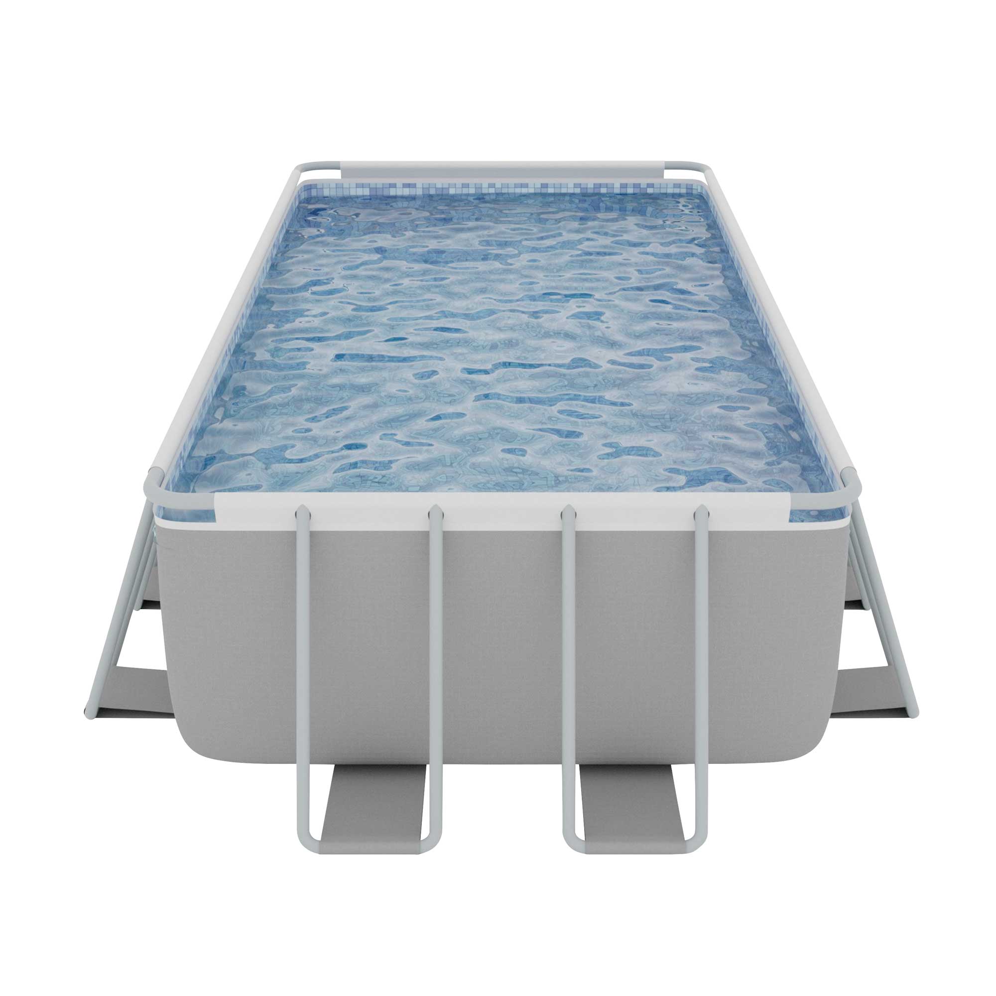 Dellonda 21ft Deluxe Rectangular Steel Frame Swimming Pool with Step Ladder & Filter Pump - DL150