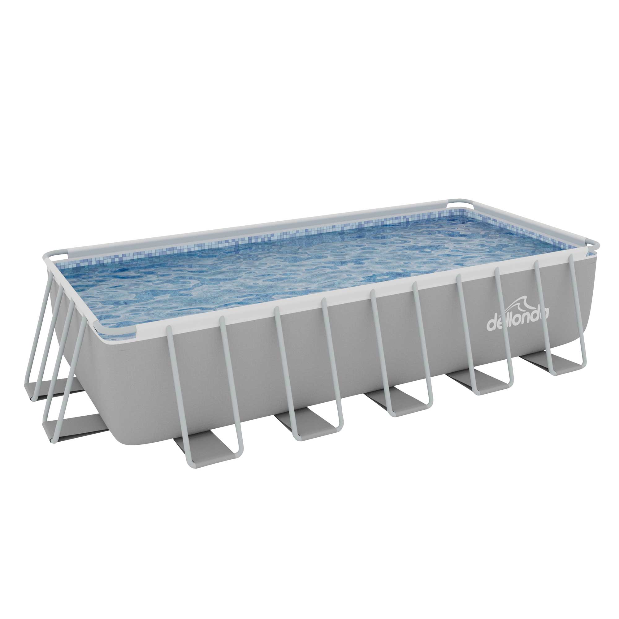 Dellonda 21ft Deluxe Rectangular Steel Frame Swimming Pool with Step Ladder & Filter Pump - DL150