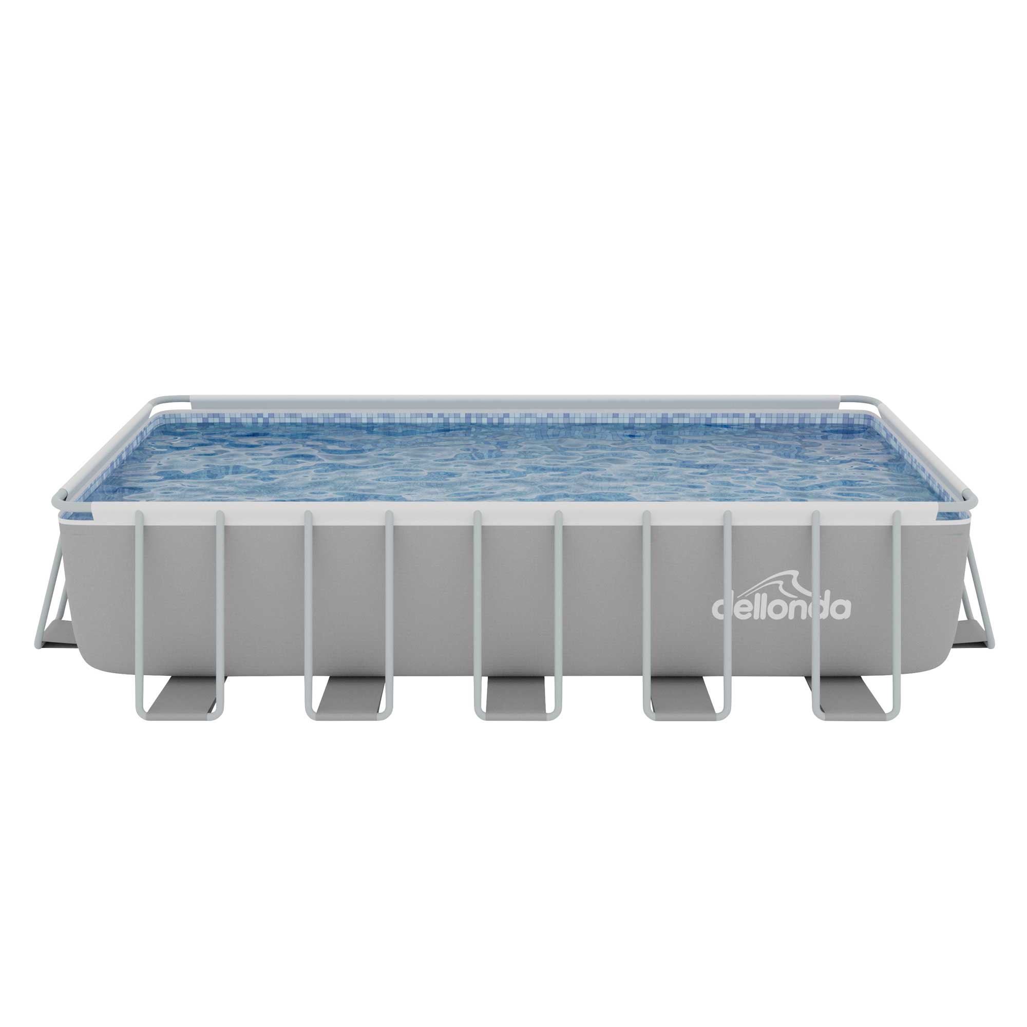 Dellonda 21ft Deluxe Rectangular Steel Frame Swimming Pool with Step Ladder & Filter Pump - DL150