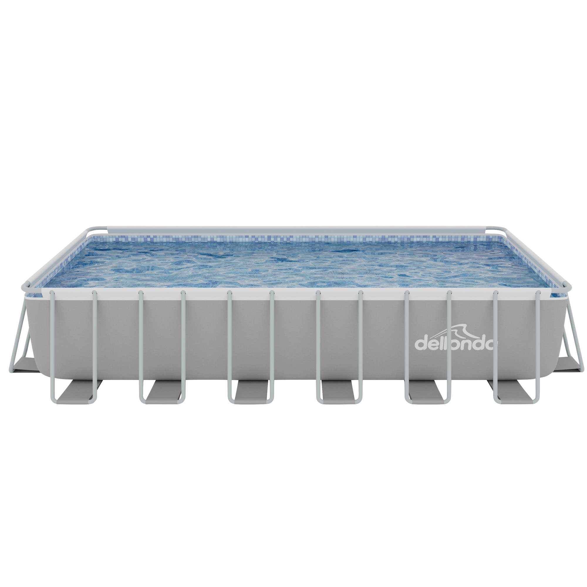 Dellonda 25ft Deluxe Steel Frame Swimming Pool, Rectangular with Step Ladder, Pool and Ground Cover and Filter Sand Pump - DL151