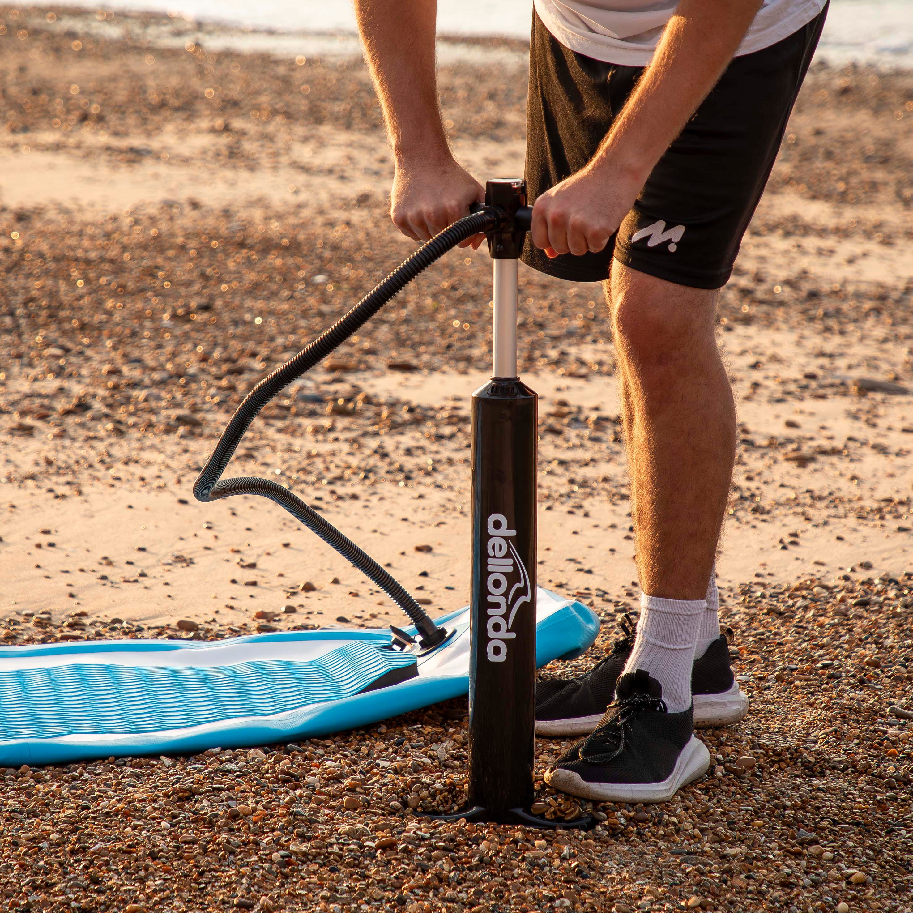 Inflatable Stand Up Paddle Board, SUP, Light Blue/White, 10'6", Leash, Pump, Carry Bag, DL152