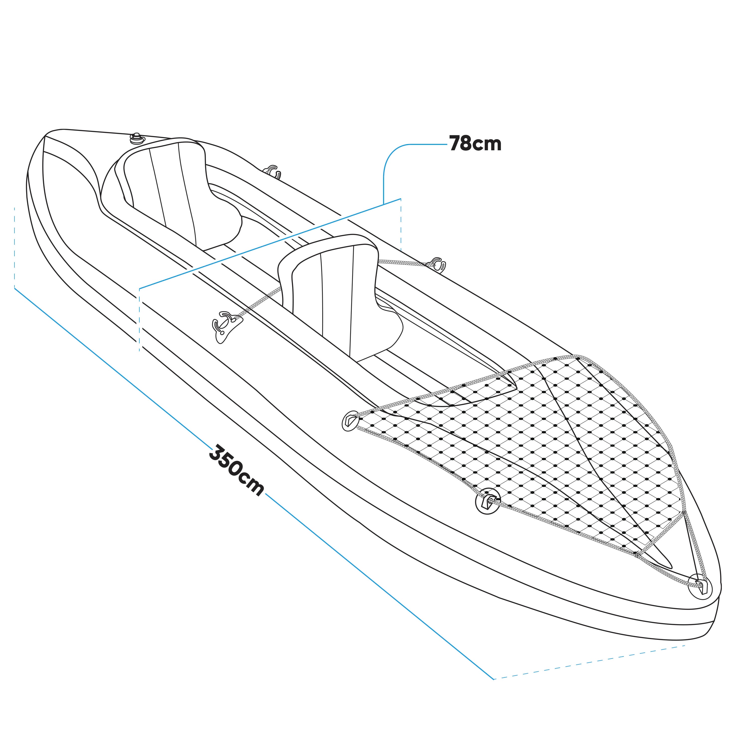 Inflatable Two Person Kayak/Canoe Set, Blue/Yellow/White, Pump, Carry Bag, 2 x Aluminium Paddles, DL155