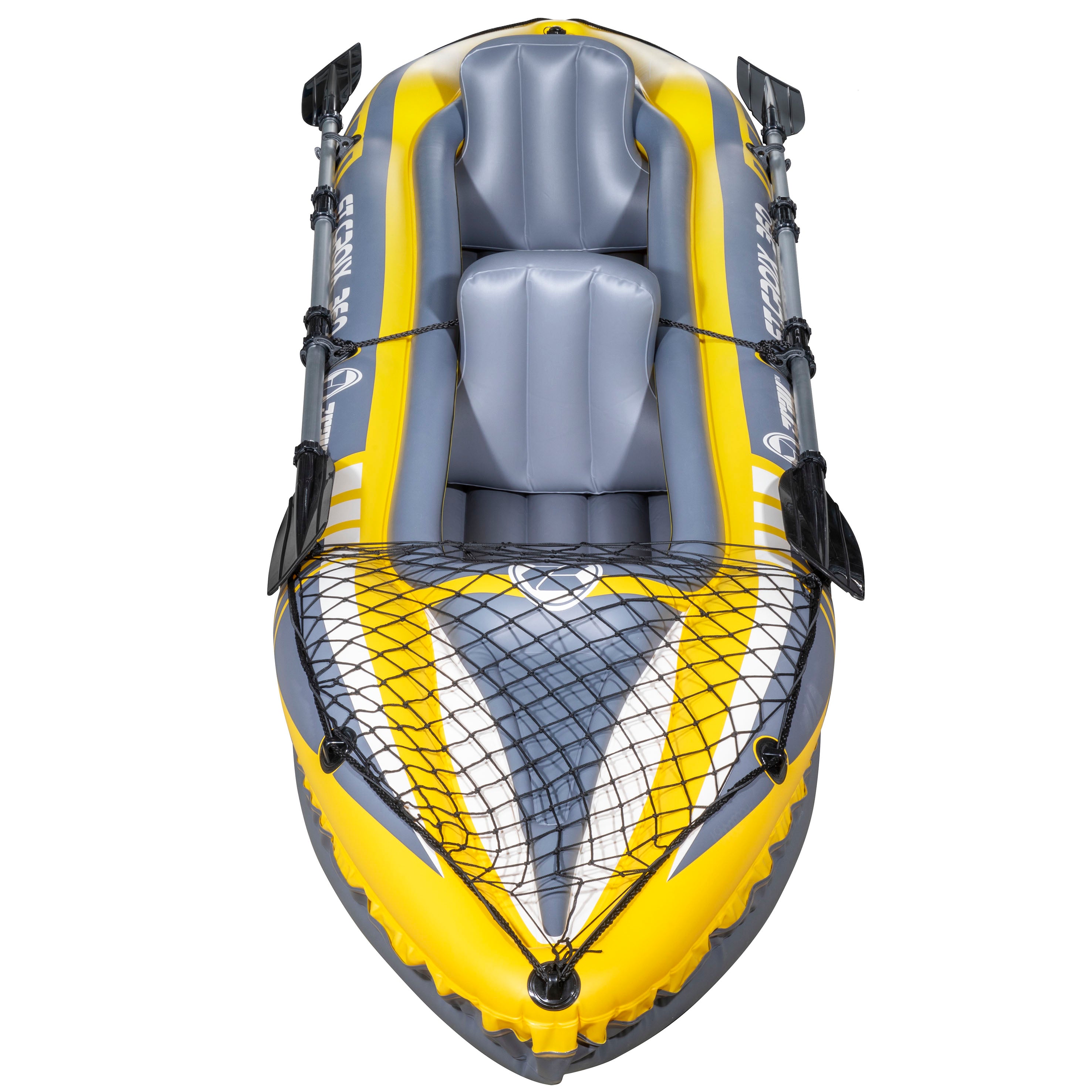 Inflatable Two Person Kayak/Canoe Set, Blue/Yellow/White, Pump, Carry Bag, 2 x Aluminium Paddles, DL155