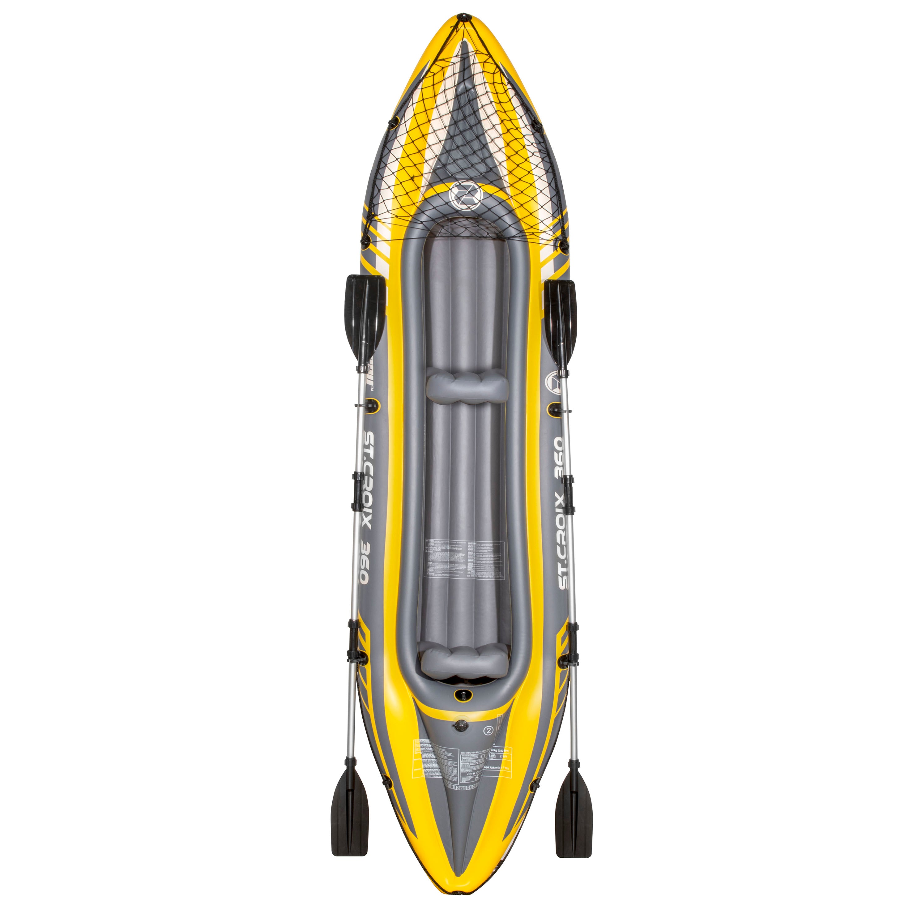 Inflatable Two Person Kayak/Canoe Set, Blue/Yellow/White, Pump, Carry Bag, 2 x Aluminium Paddles, DL155