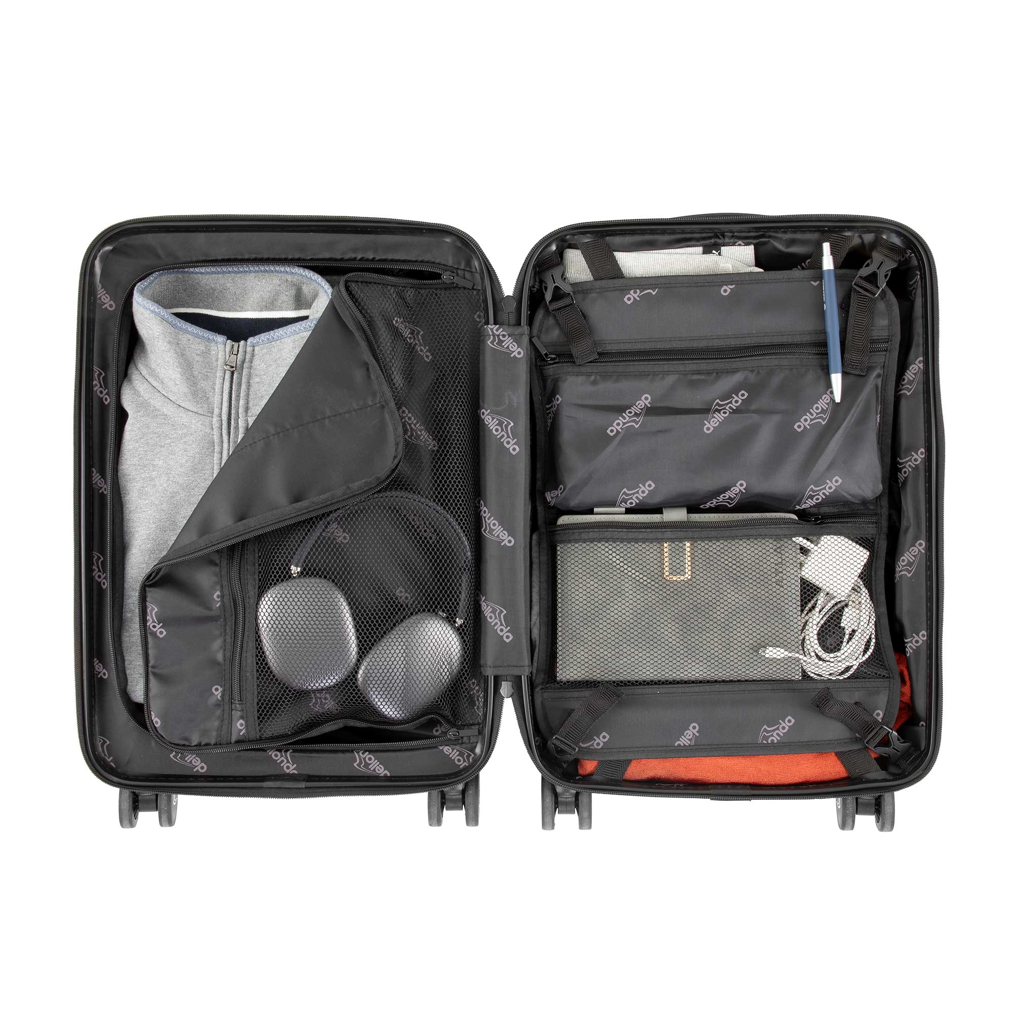 Dellonda 20" Cabin Size Luggage with Laptop Compartments, Dual TSA Lock, USB & 4 360° Wheels - DL157