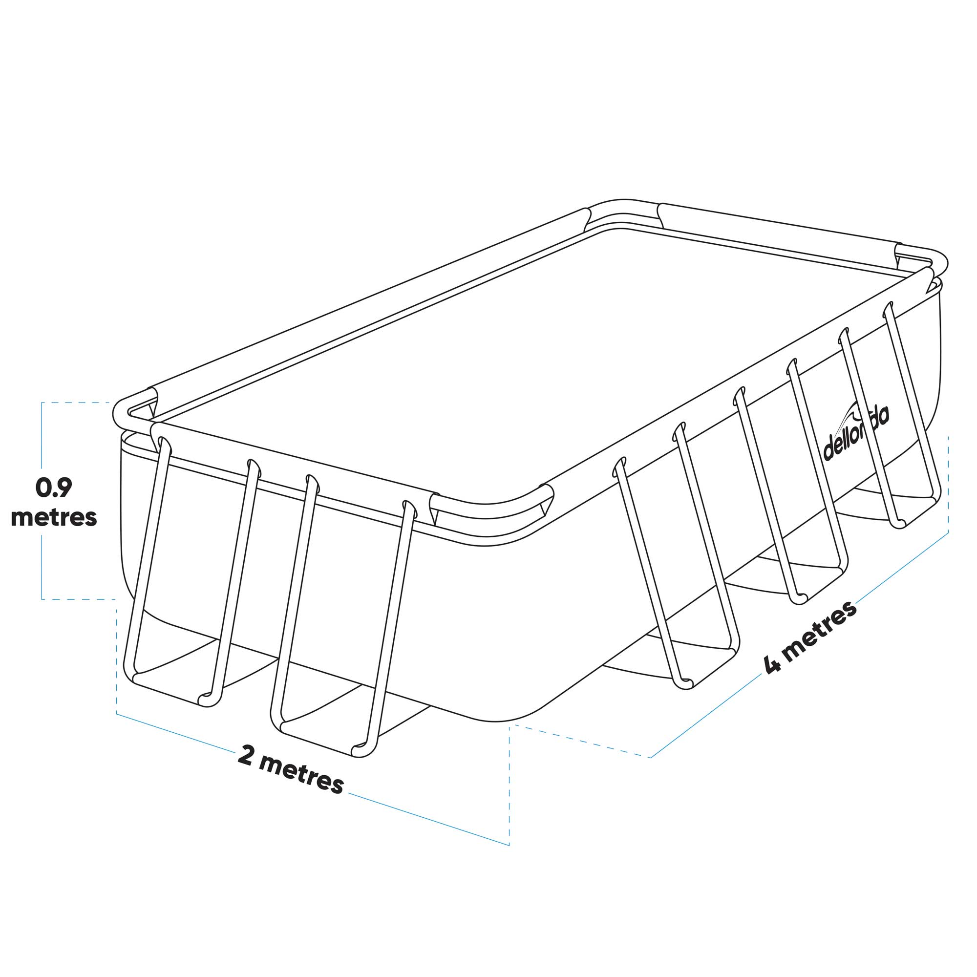 13ft Deluxe Steel Frame Swimming Pool Rectangular with Filter Pump - DL21