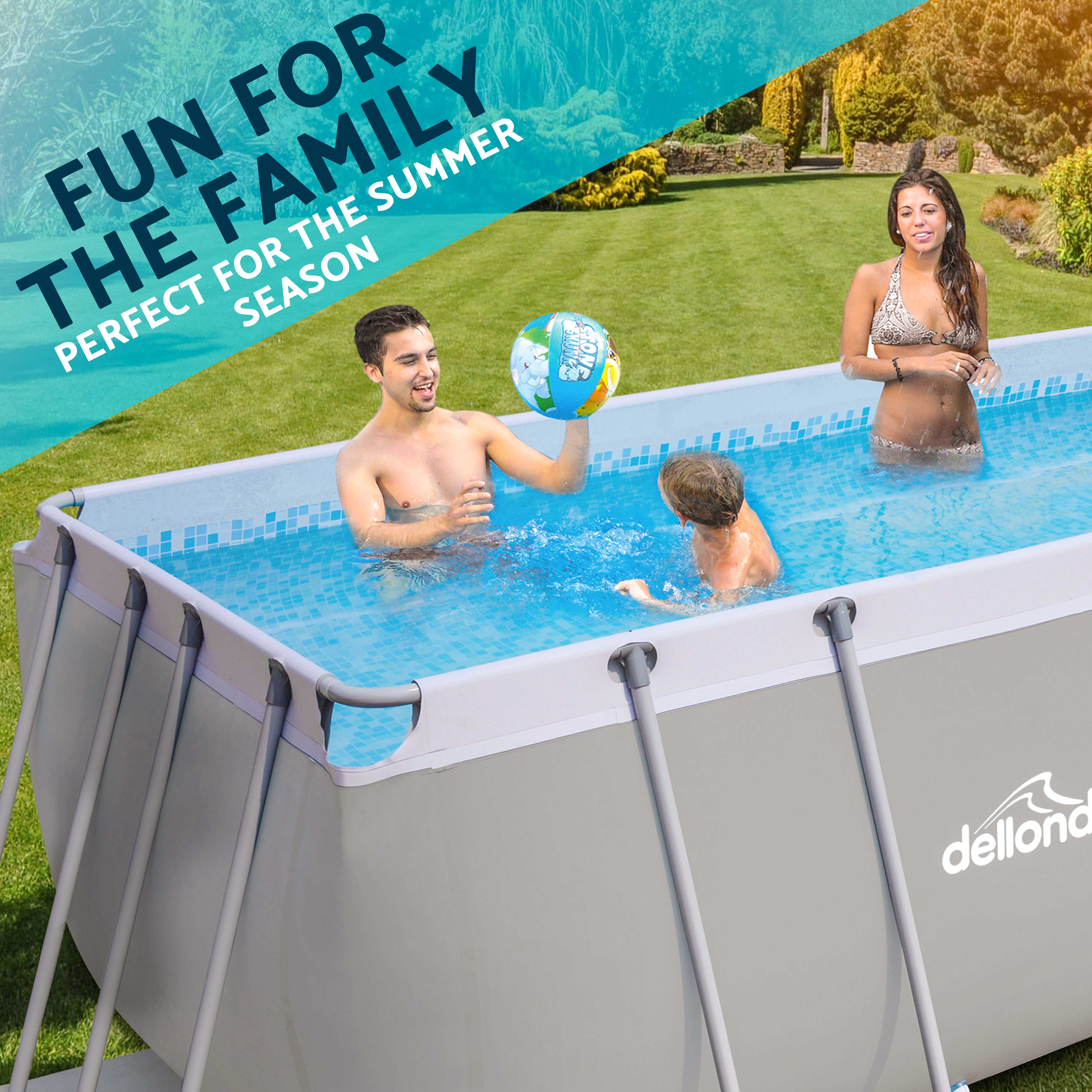 13ft Deluxe Steel Frame Swimming Pool Rectangular with Filter Pump - DL21