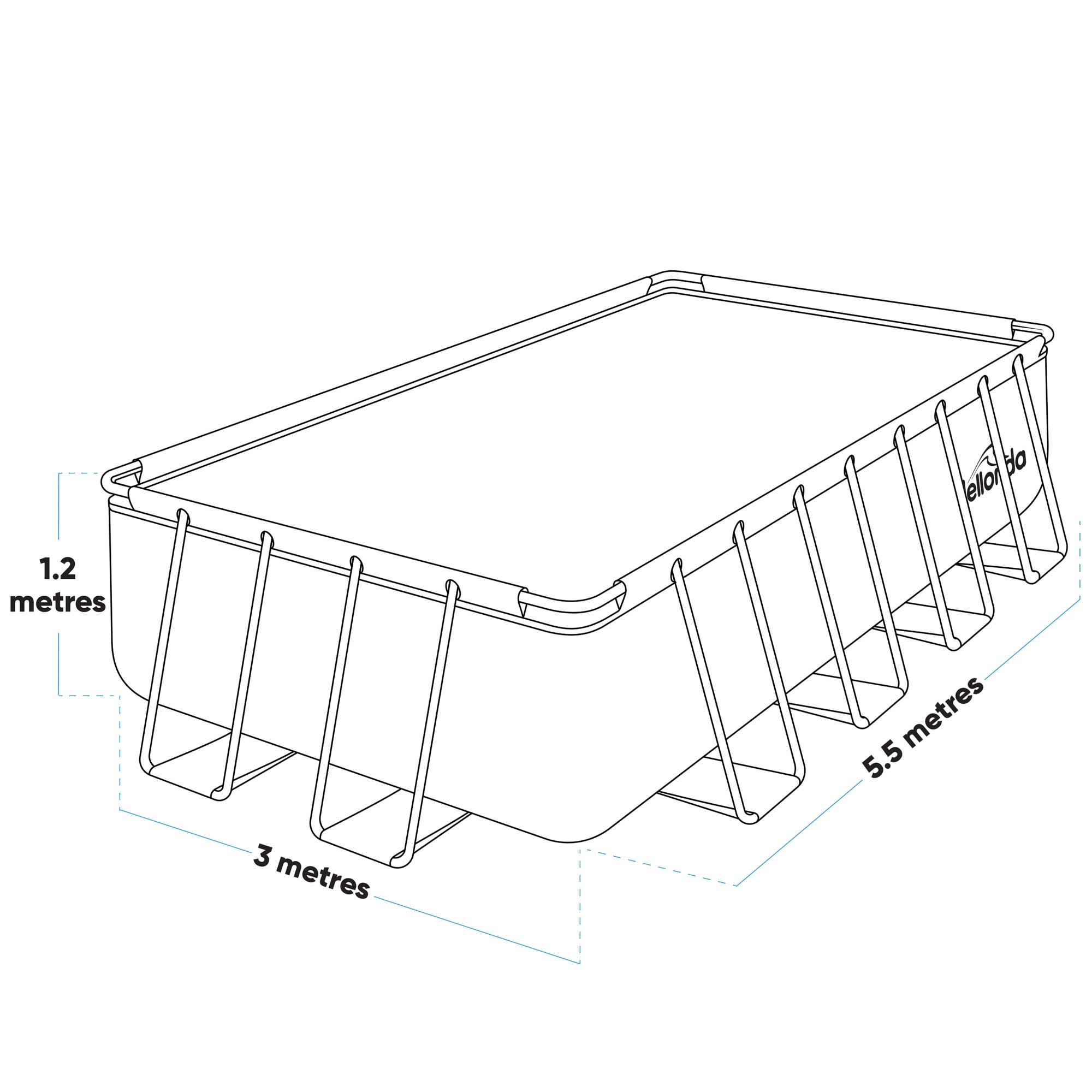 18ft Deluxe Steel Frame Swimming Pool, Rectangular with Filter Pump - DL22