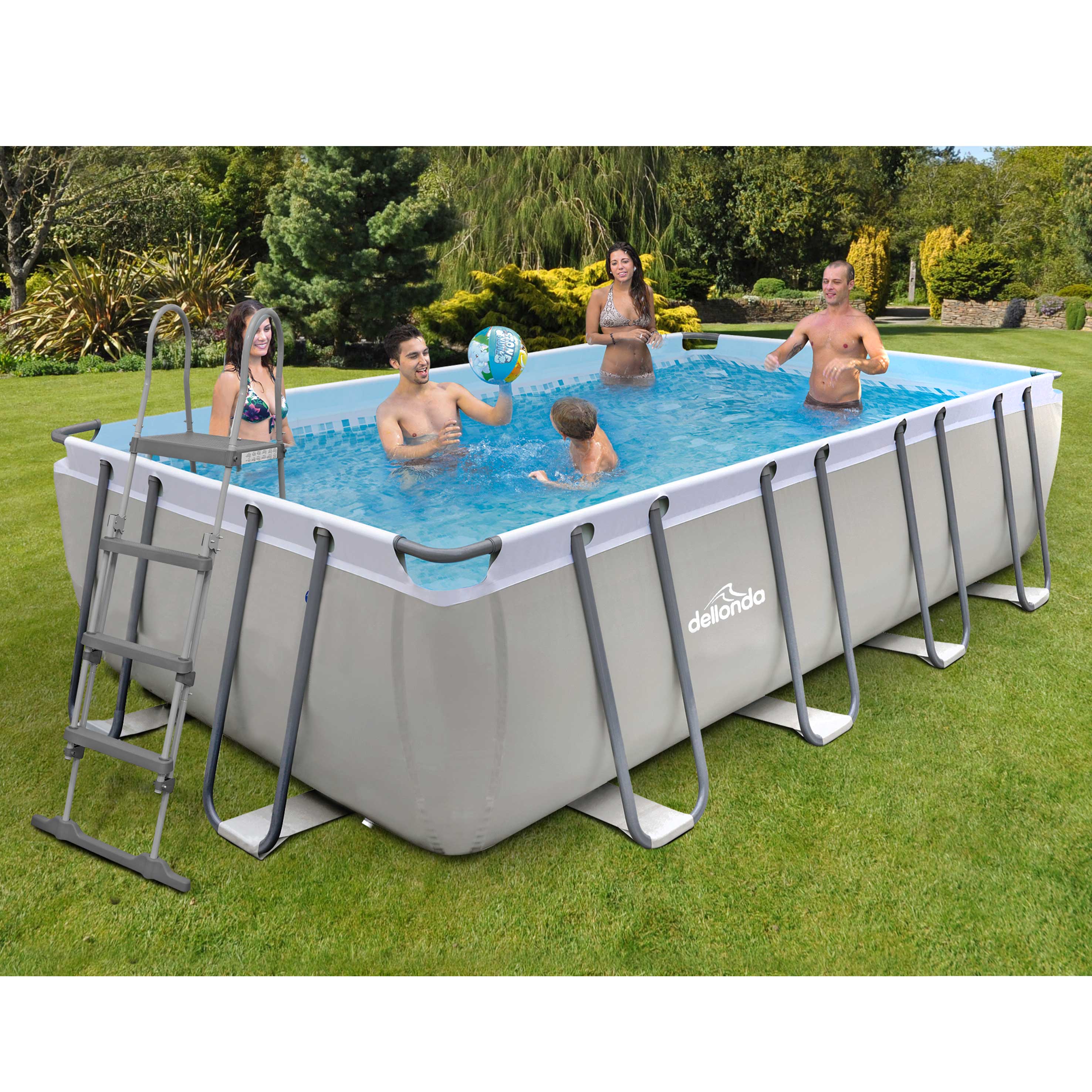 18ft Deluxe Steel Frame Swimming Pool, Rectangular with Filter Pump - DL22