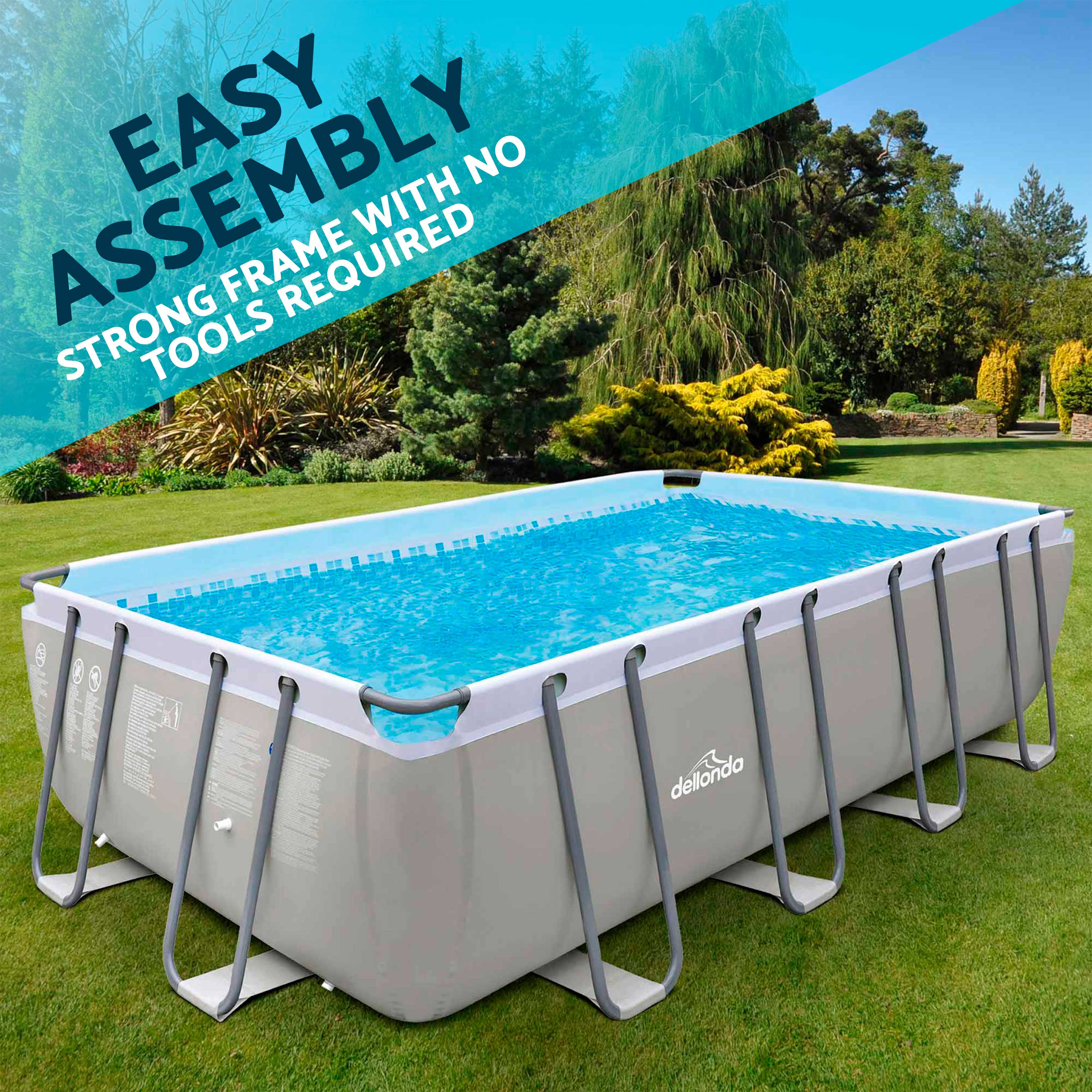 18ft Deluxe Steel Frame Swimming Pool, Rectangular with Filter Pump - DL22