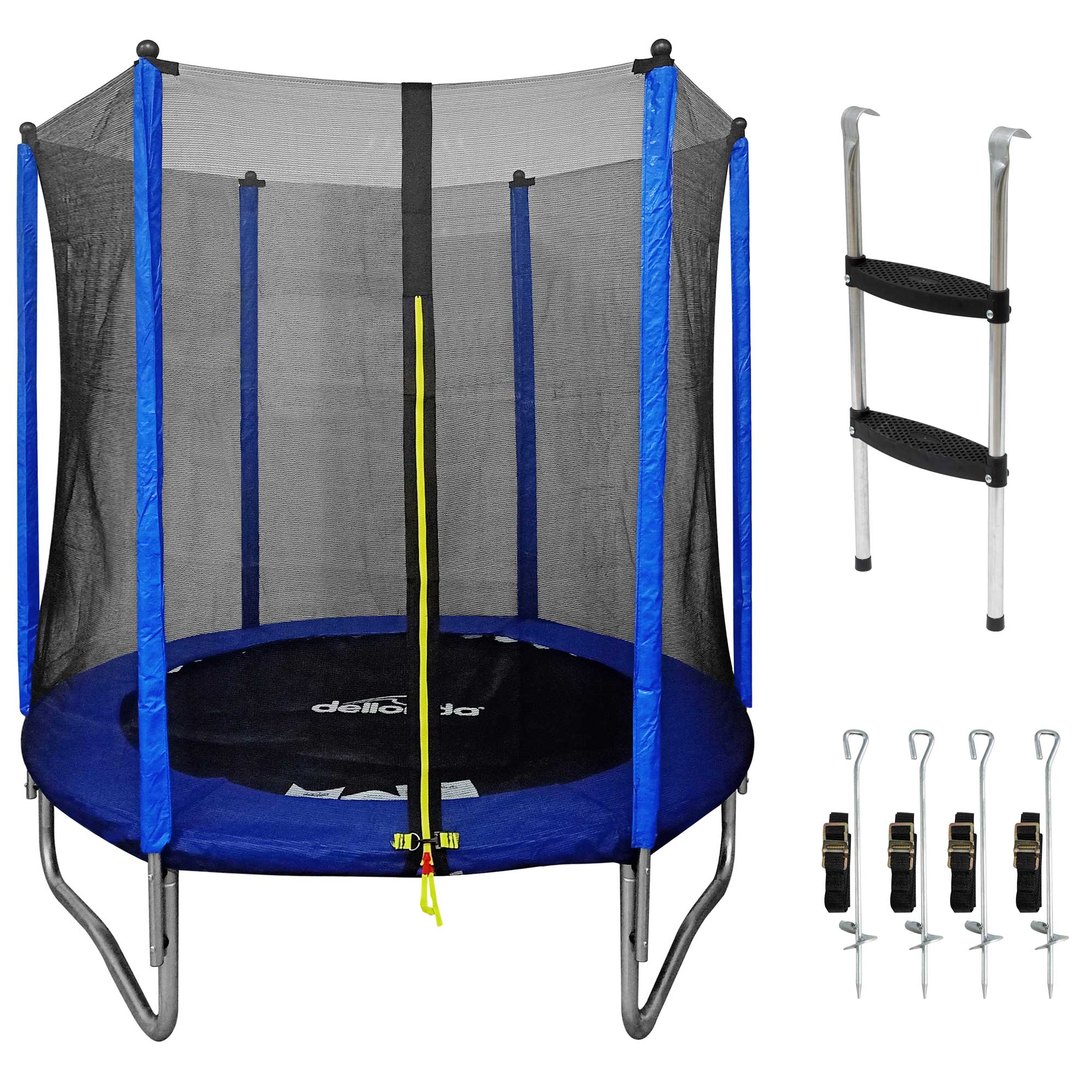 6ft Heavy Duty Outdoor Trampoline for Kids with Safety Enclosure Net, Includes Anchors & Ladder - DL92