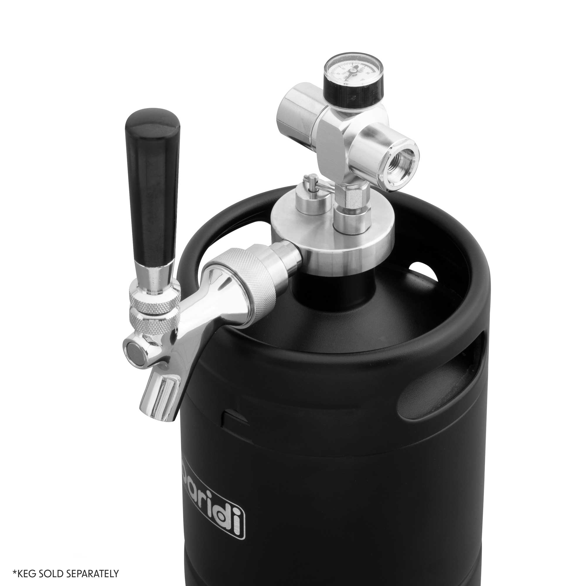 Baridi UK Style Beer Tap with CO2 Regulator for Baridi Stainless Steel Growler Kegs - DH102 - Dellonda