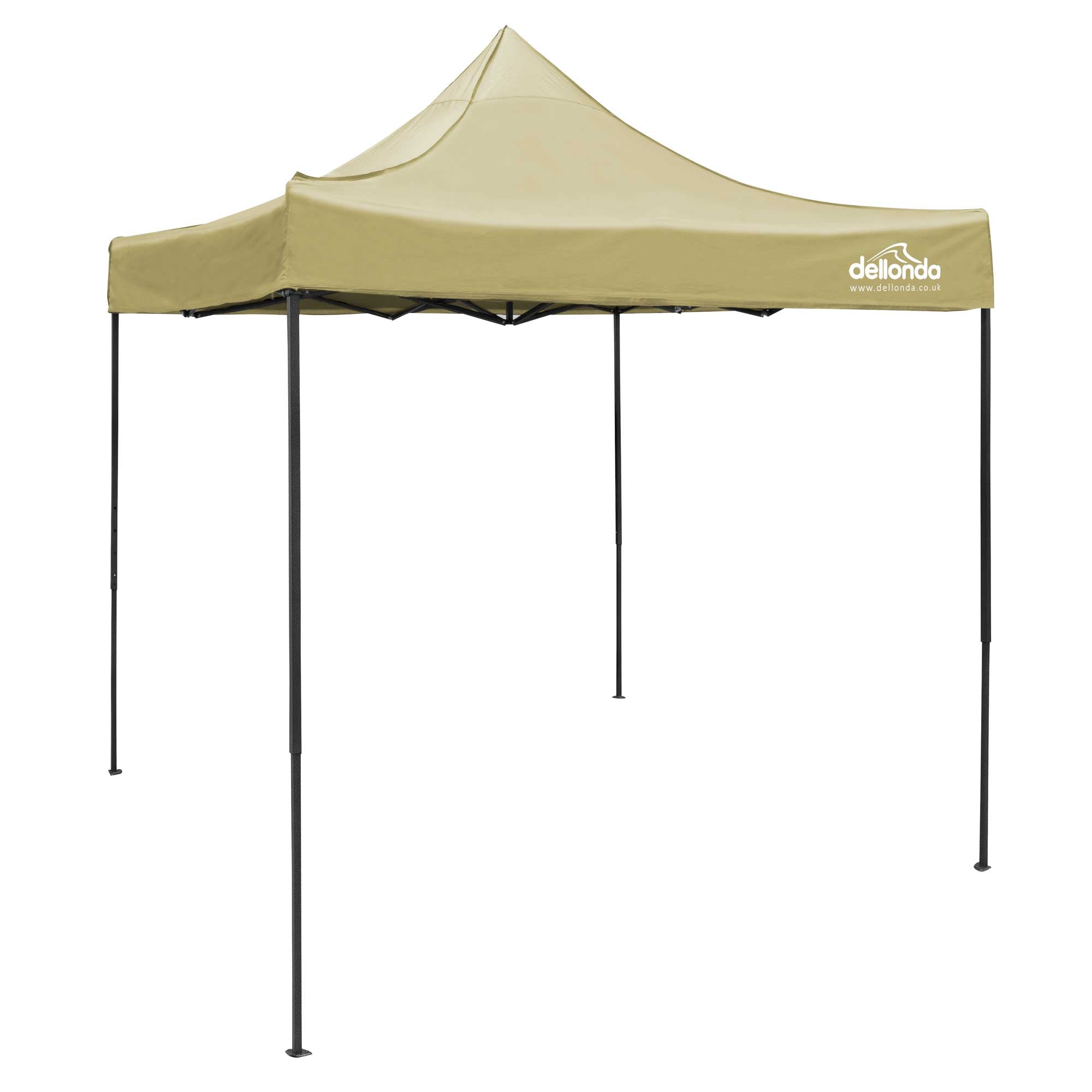 Premium 2x2m Pop-Up Gazebo, Heavy Duty, PVC Coated, Water Resistant with Carry Bag, Stakes & Weight Bags - Beige - DG126 - Dellonda