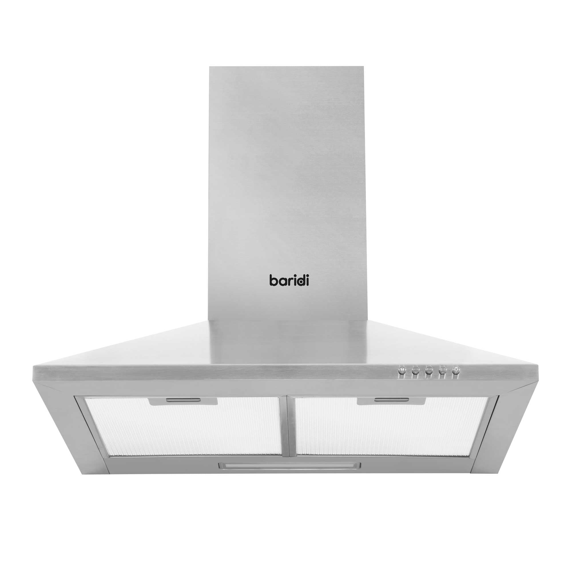 Baridi 60cm Chimney Style Cooker Hood with Carbon Filters, Stainless Steel - DH126 - Dellonda