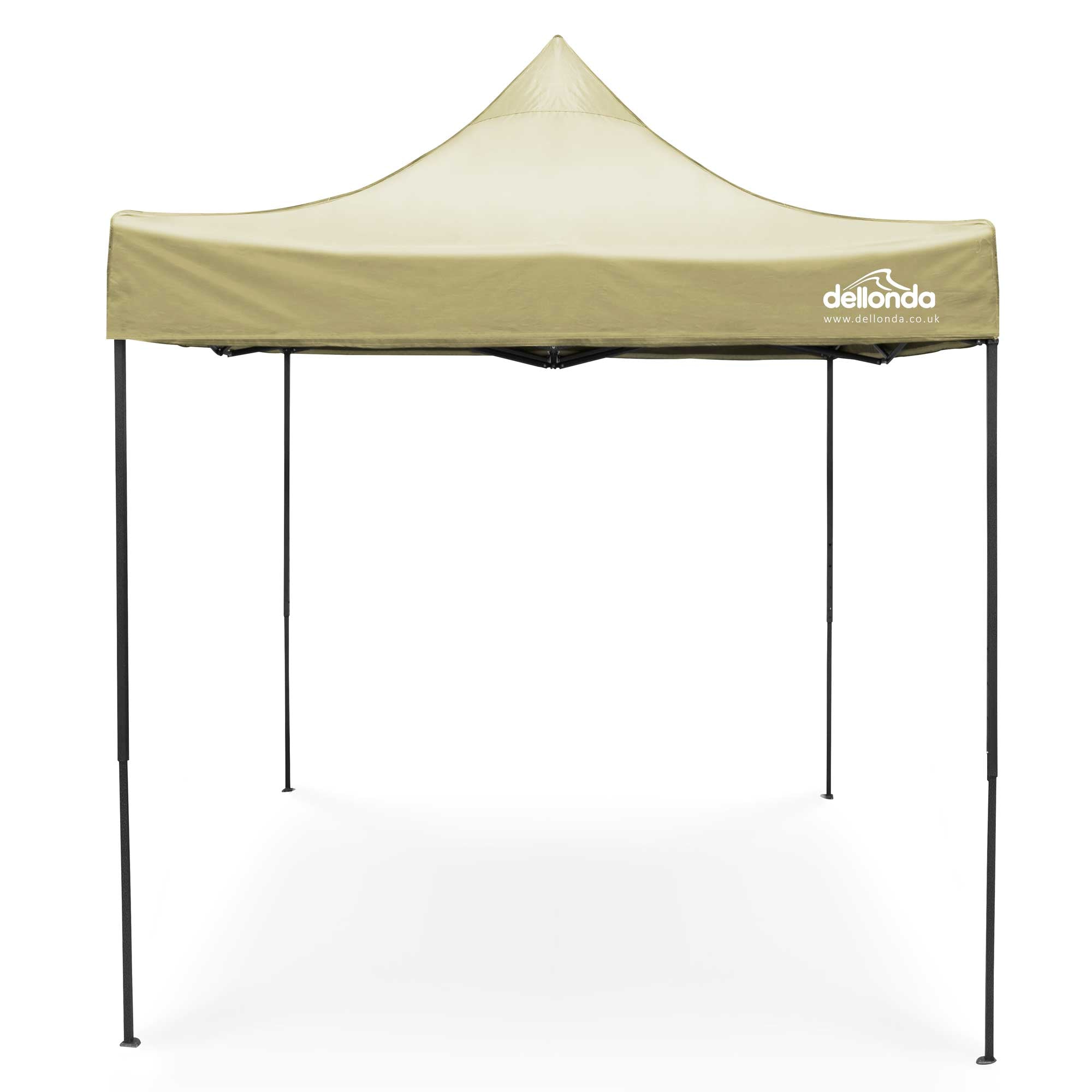 Premium 2x2m Pop-Up Gazebo, Heavy Duty, PVC Coated, Water Resistant with Carry Bag, Stakes & Weight Bags - Beige - DG126 - Dellonda