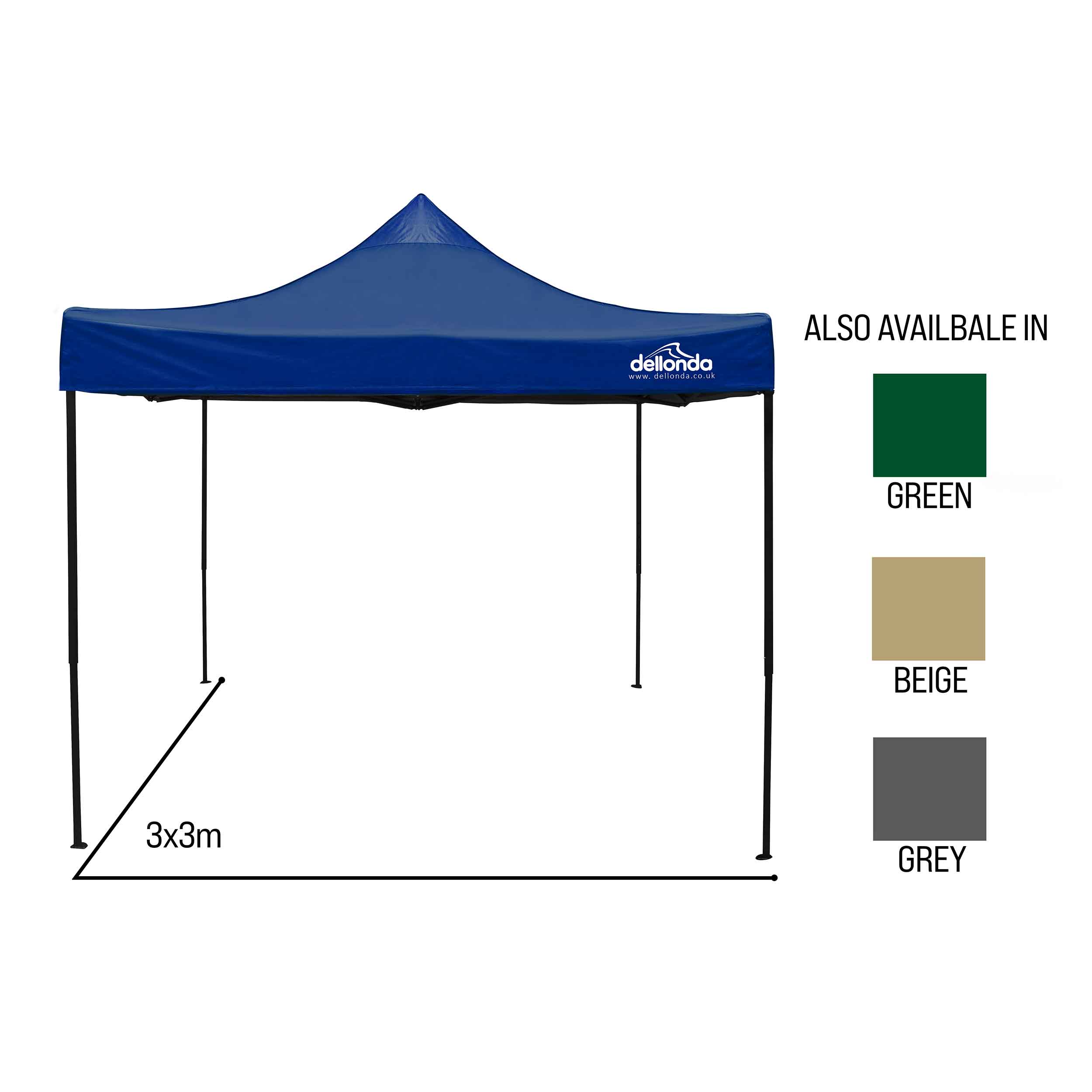 Premium 3x3m Pop-Up Gazebo, Heavy Duty, Water Resistant, Carry Bag, Stakes & Weight Bags - Blue - DG131 - Dellonda