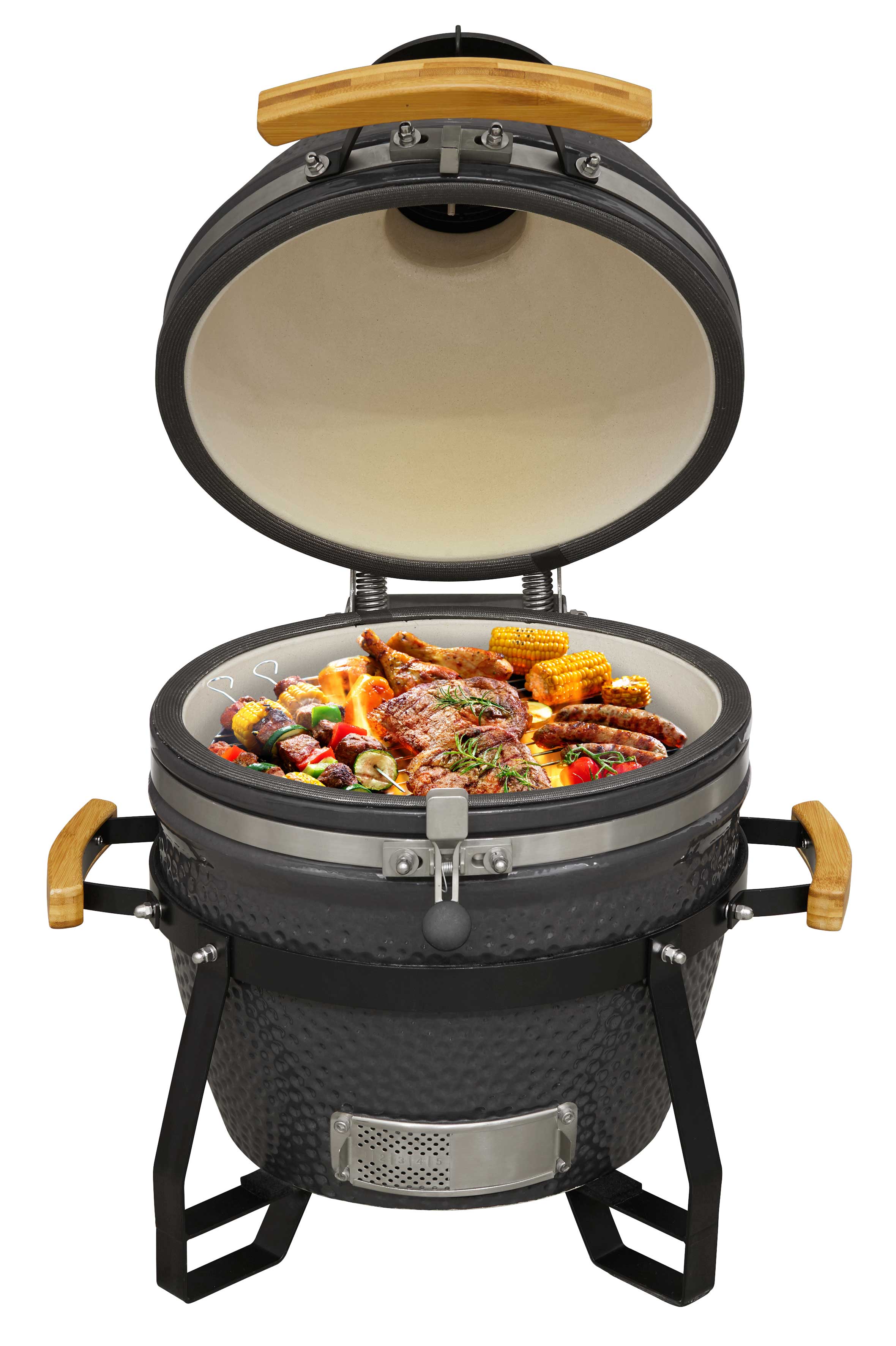 Deluxe Kamado Style BBQ Grill, Oven, Smoker, Ceramic 16"(40cm), with Accessories - DG235 - Dellonda