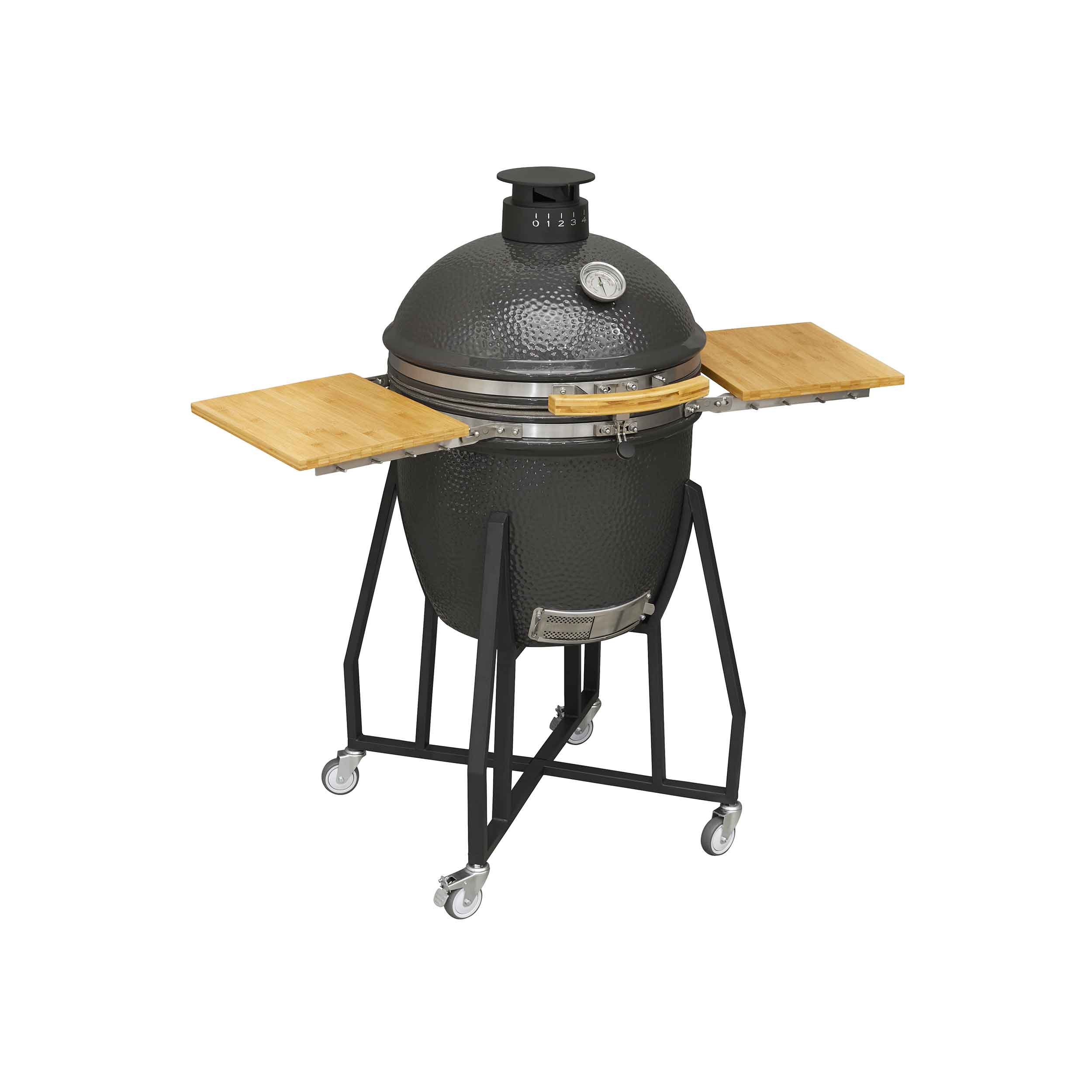 Deluxe Kamado Style BBQ Grill, Oven, Smoker with Wheeled Stand, Ceramic 22"(56cm)  - DG159 - Dellonda