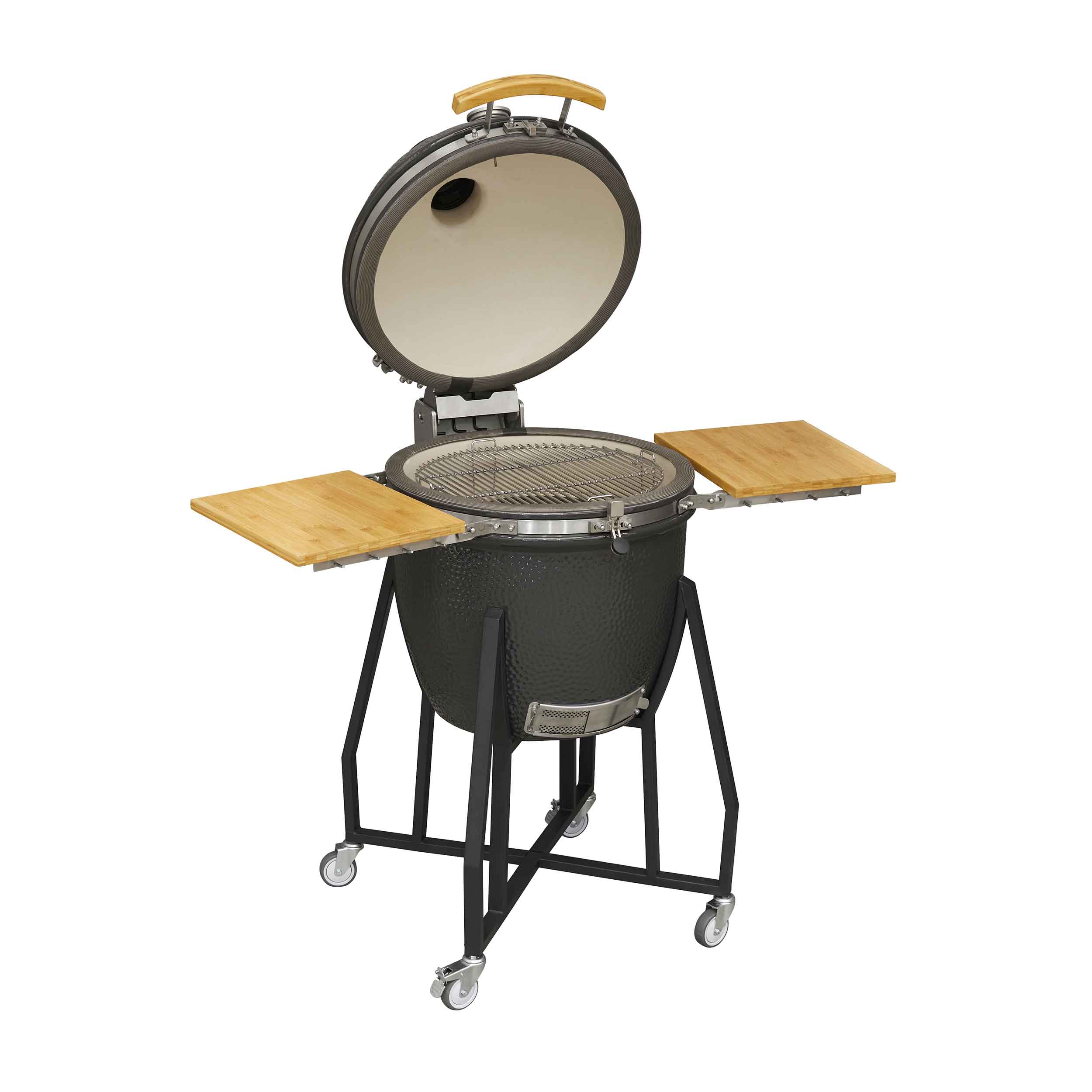 Deluxe Kamado Style BBQ Grill, Oven, Smoker with Wheeled Stand, Ceramic 22"(56cm)  - DG159 - Dellonda