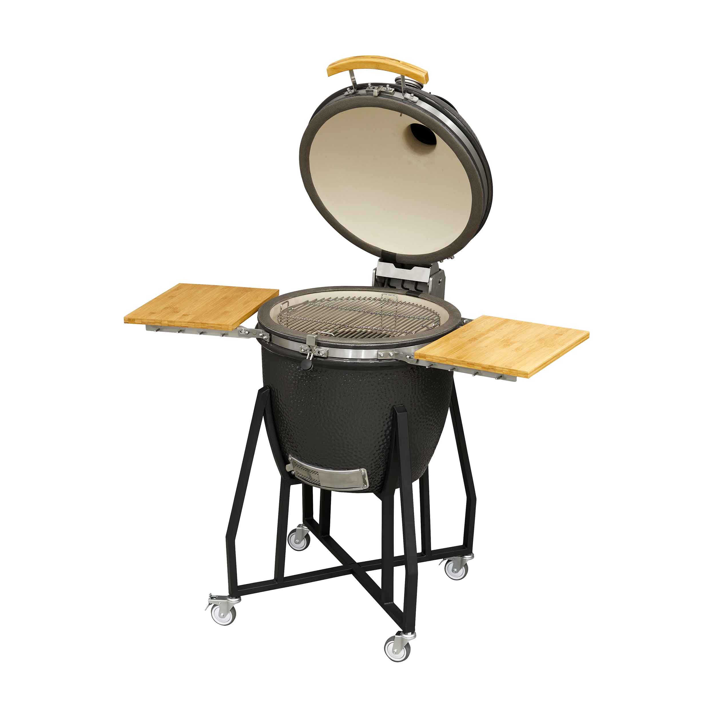 Deluxe Kamado Style BBQ Grill, Oven, Smoker with Wheeled Stand, Ceramic 22"(56cm)  - DG159 - Dellonda