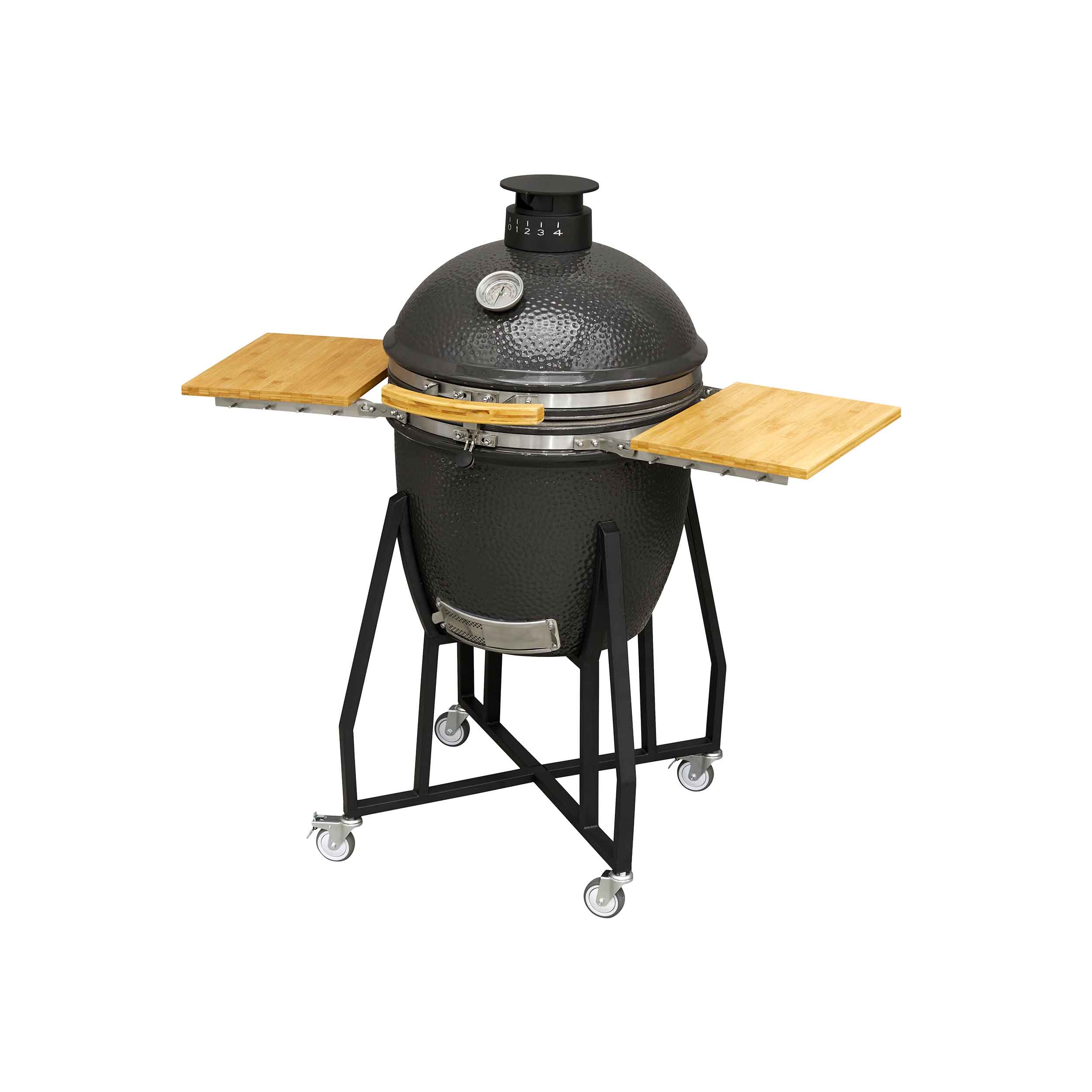 Deluxe Kamado Style BBQ Grill, Oven, Smoker with Wheeled Stand, Ceramic 22"(56cm)  - DG159 - Dellonda