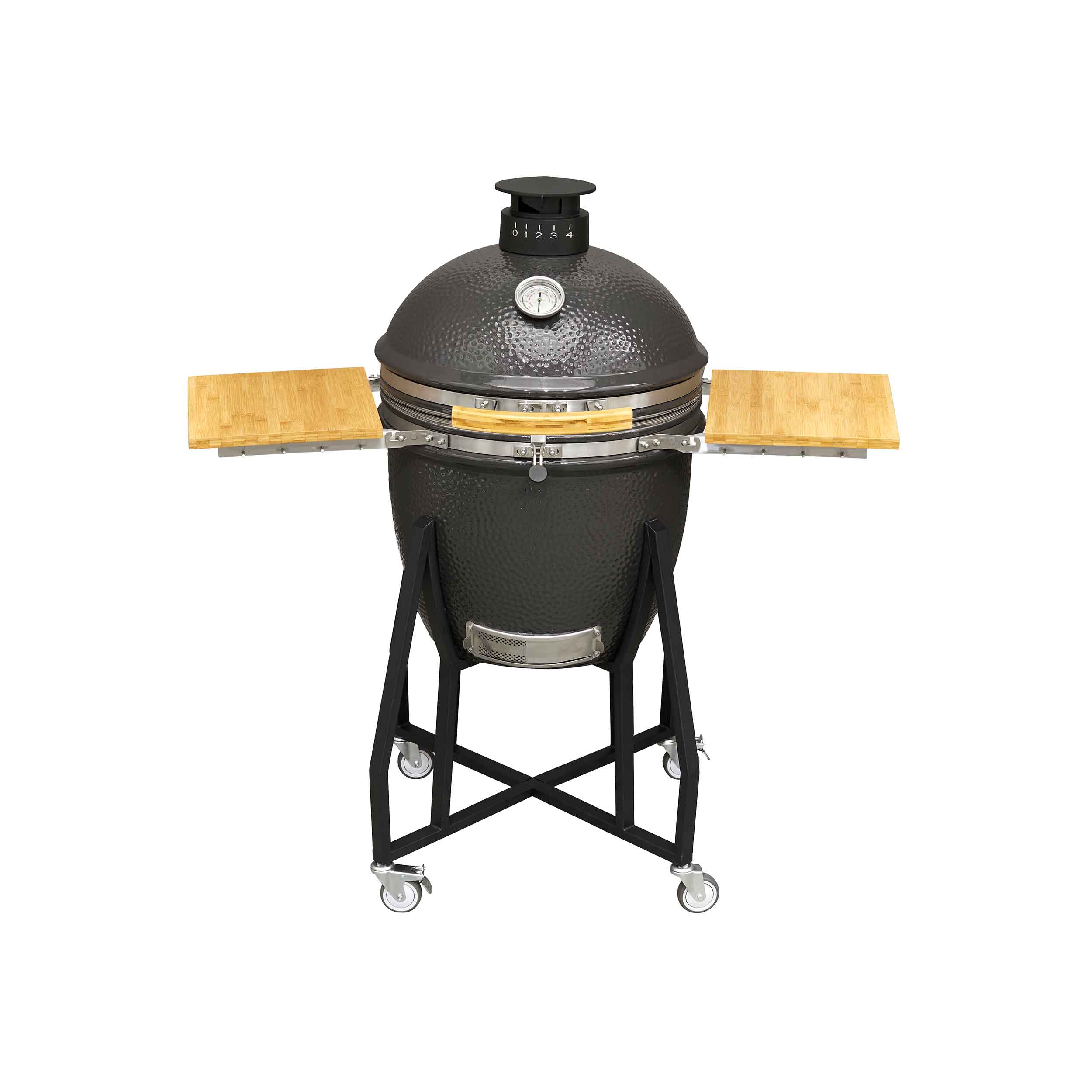 Deluxe Kamado Style BBQ Grill with Stand, Castor Wheels & Accessories, Ceramic 22"(56cm) - DG236 - Dellonda