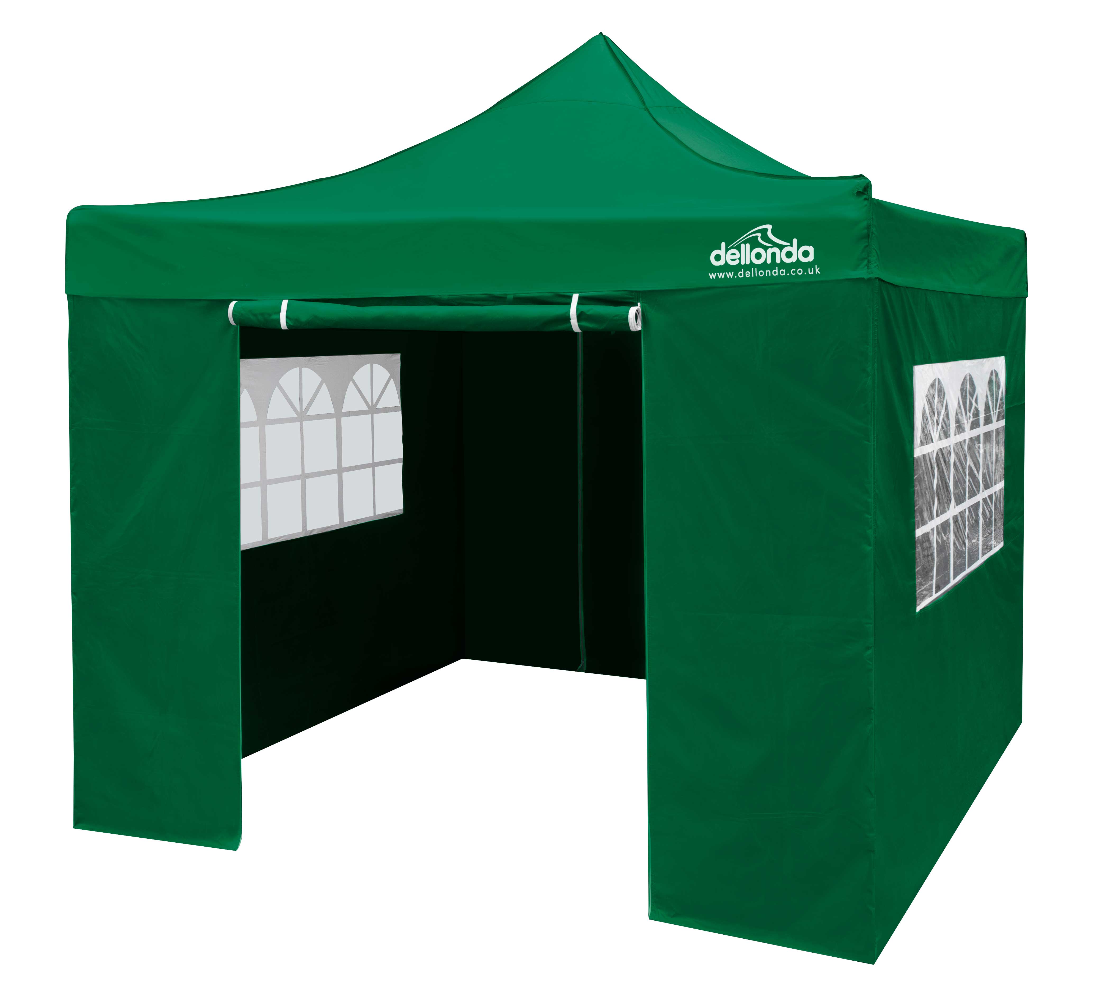 Premium 2x2m Pop-Up Gazebo & Side Walls, Water Resistant with Carry Bag, Stakes & Weight Bags - Green - DG162 - Dellonda