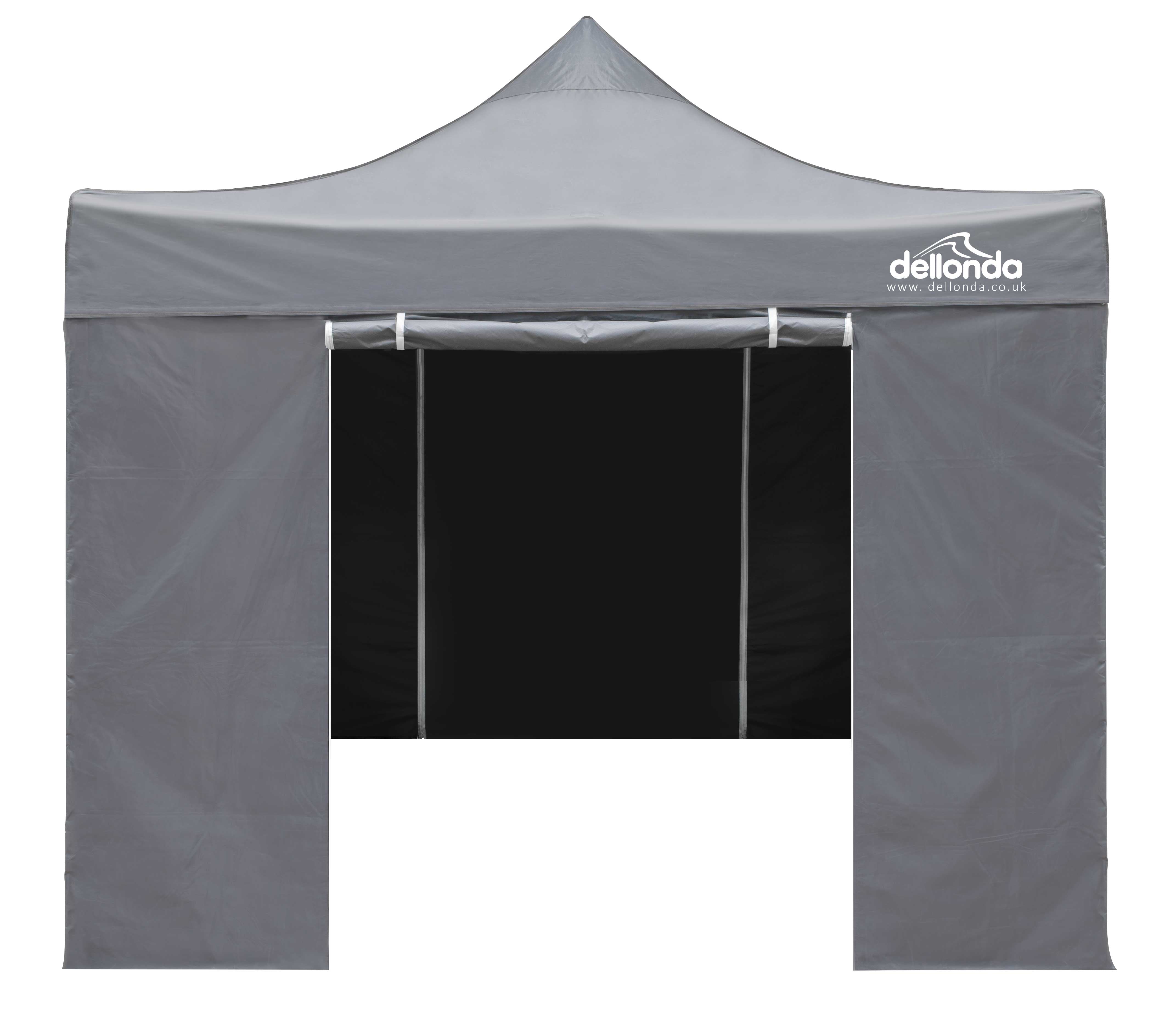 Premium 2x2m Pop-Up Gazebo & Side Walls, Water Resistant with Carry Bag, Stakes & Weight Bags - Grey - DG163 - Dellonda