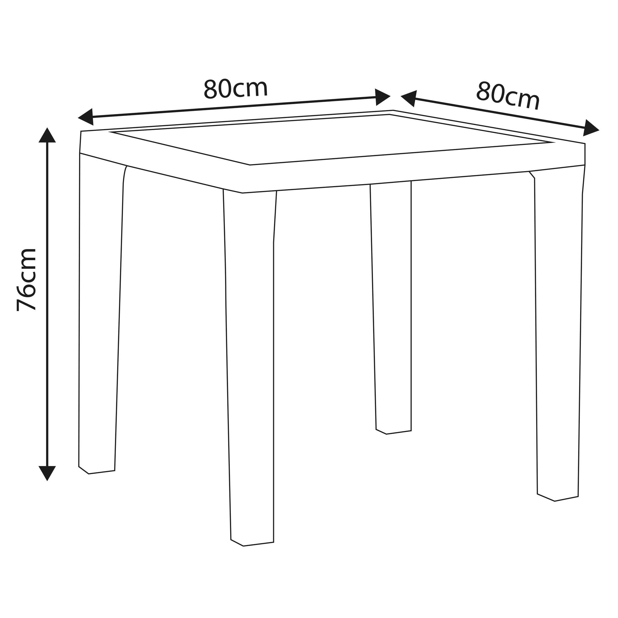 Dellonda Outdoor Dining Table, Weather Resistant PP/Fibreglass Body, Glass Table Top, 80x80cm - White - Dellonda