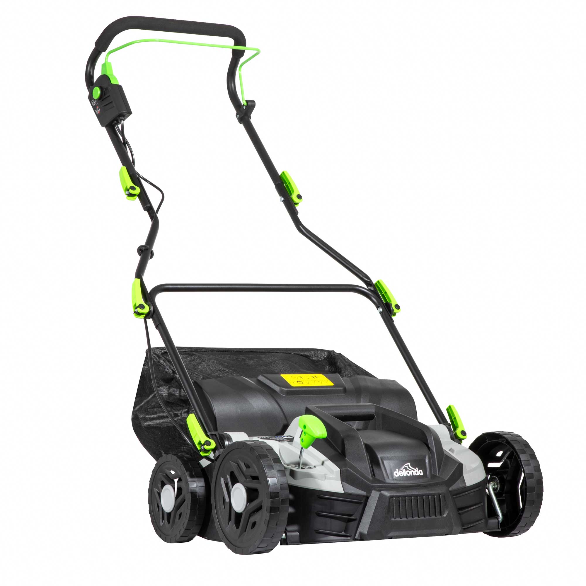 1500W Electric 2-in-1 Scarifier, 5-Heights, 36cm Cutting Width, 45L Grass Bag, 10m Cable - DG216 - Dellonda