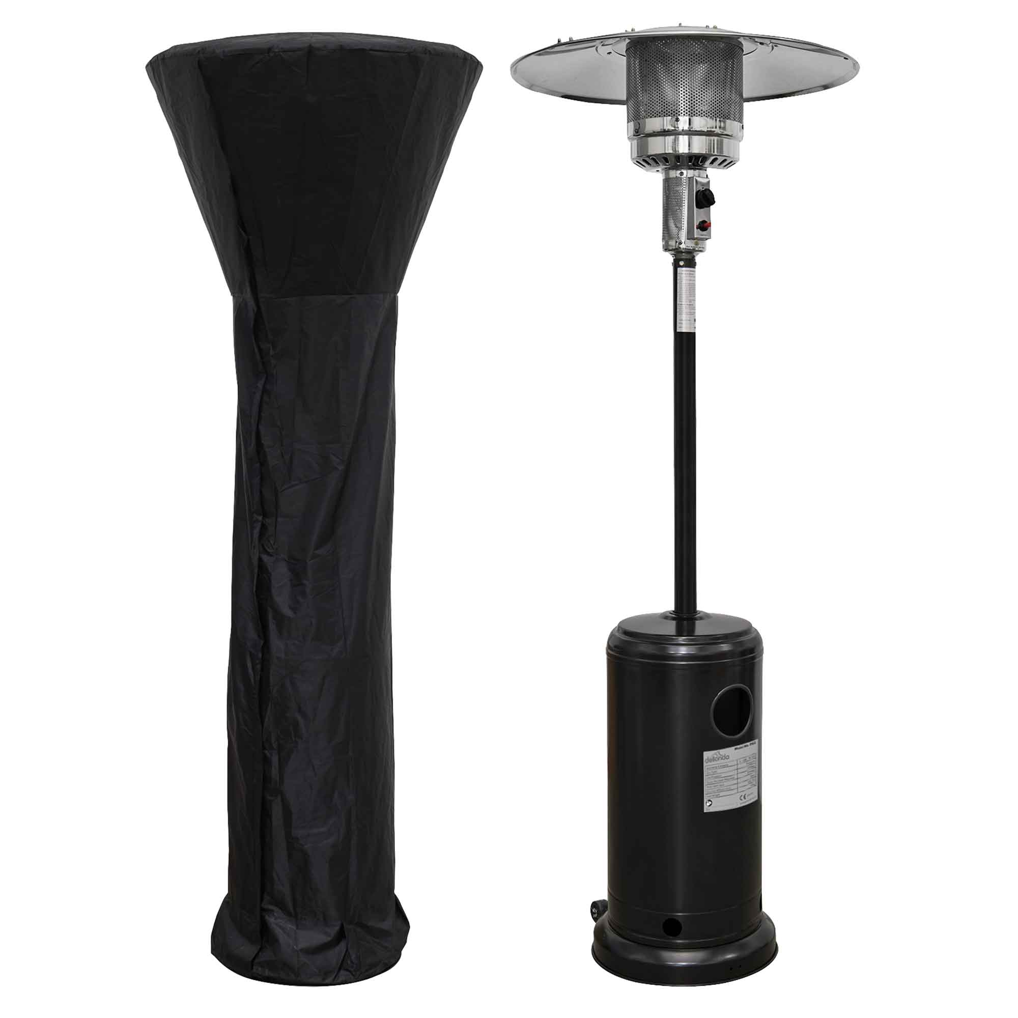 Freestanding Gas Patio Heater 13kW with Wheels & Cover for Commercial & Domestic Use, Black - DG220 - Dellonda