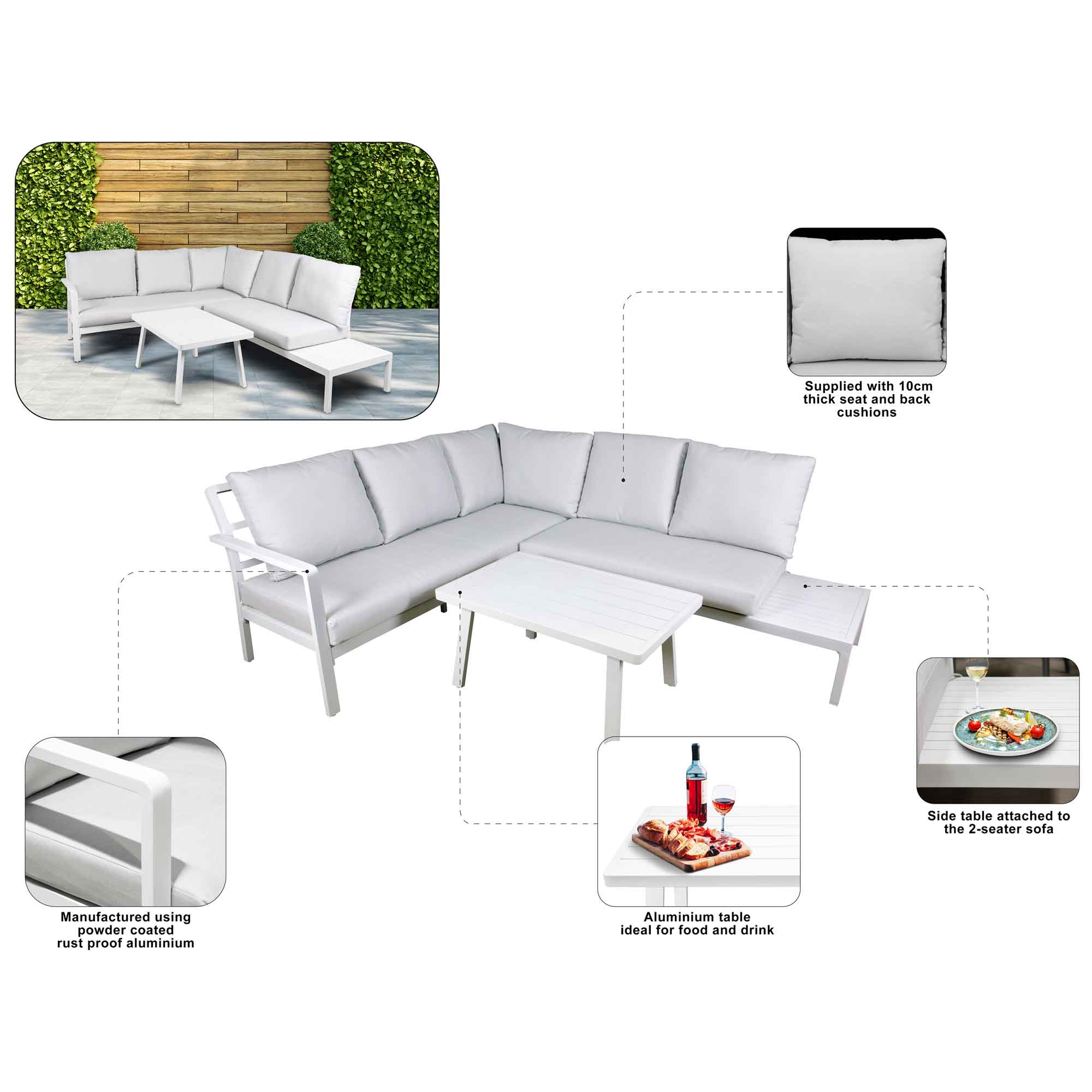 Kyoto 3 Piece Outdoor Corner Sofa Set - DG53 - Dellonda