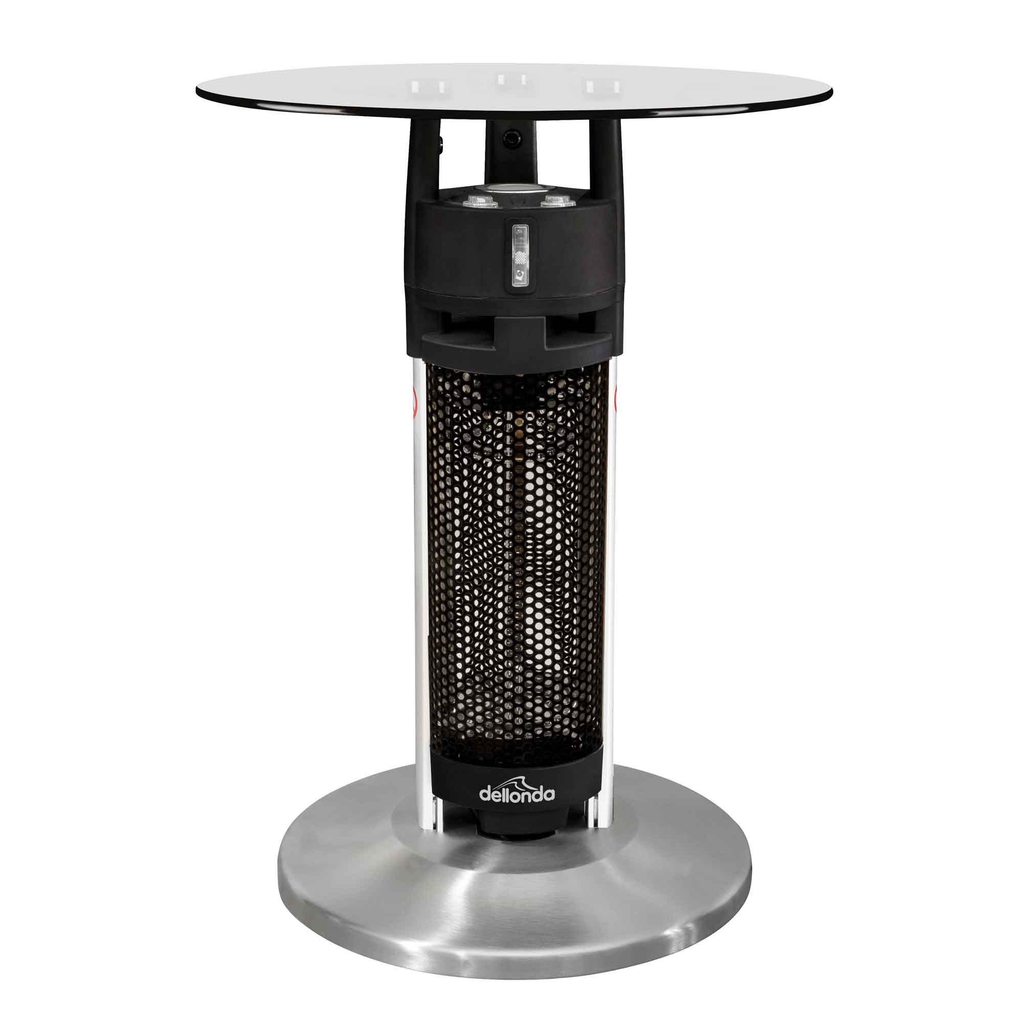 Bistro Bar Table with 1200W Patio Heater, 65cm, Black/Stainless Steel - DG62 - Dellonda