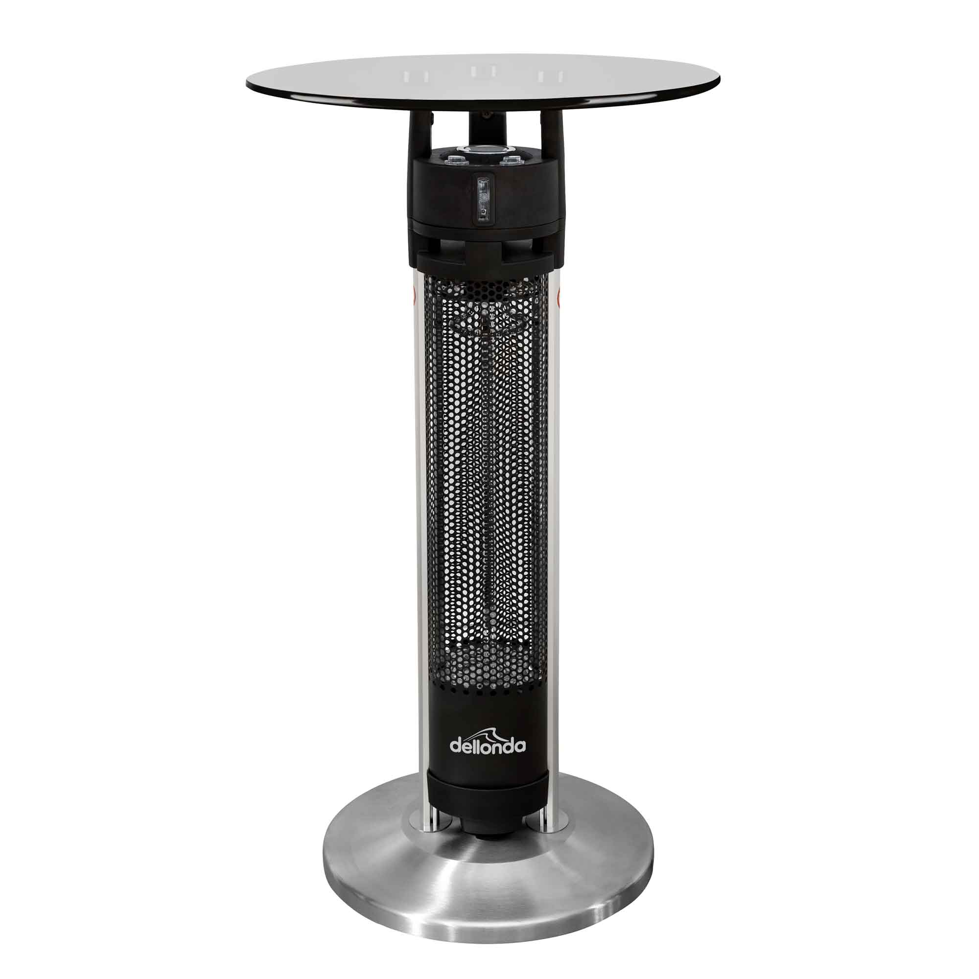 Bistro Bar Table with 1200W Patio Heater, 95cm, Black/Stainless Steel - DG63 - Dellonda