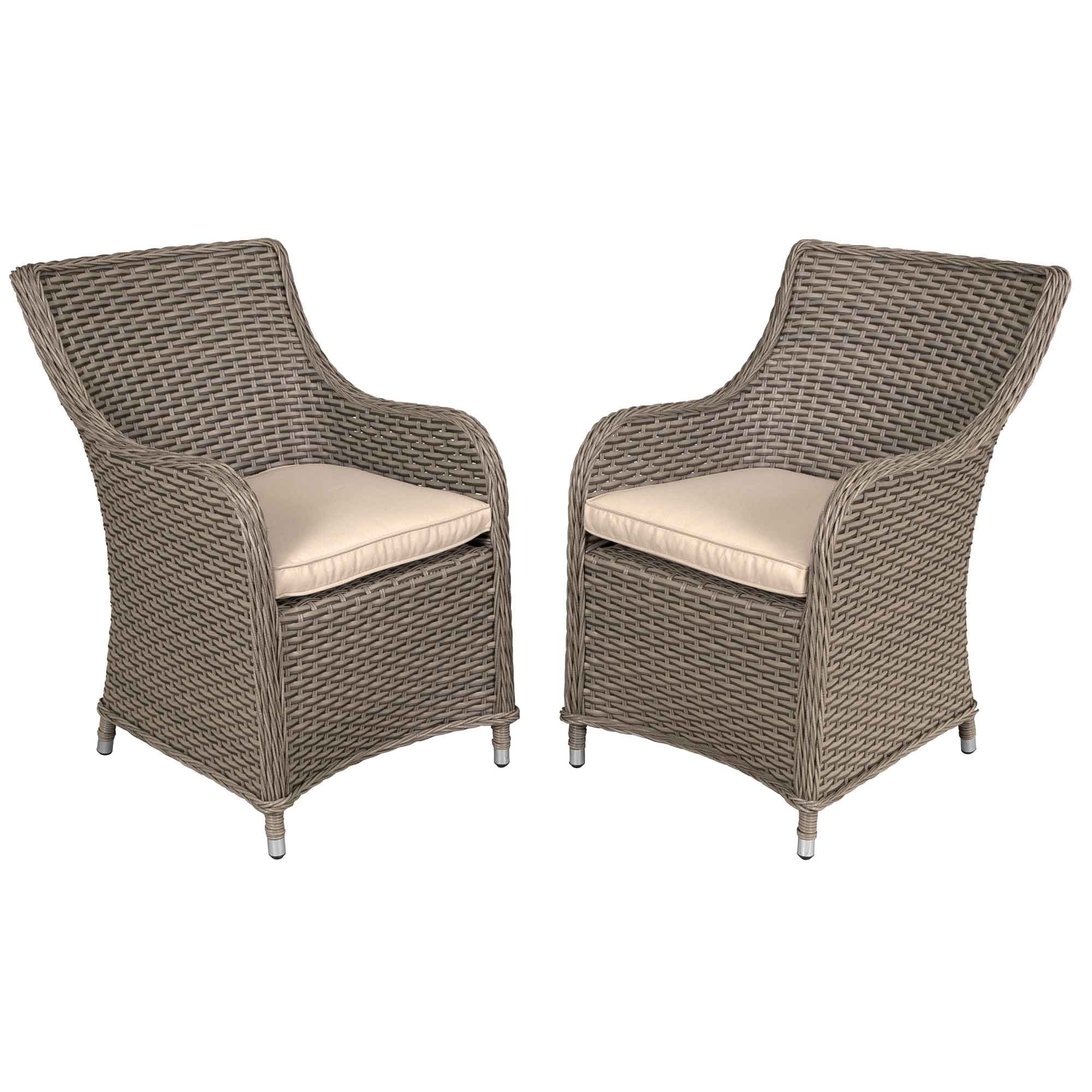 Chester Rattan Wicker Garden Dining Chairs with Cushion - DG64 - Dellonda