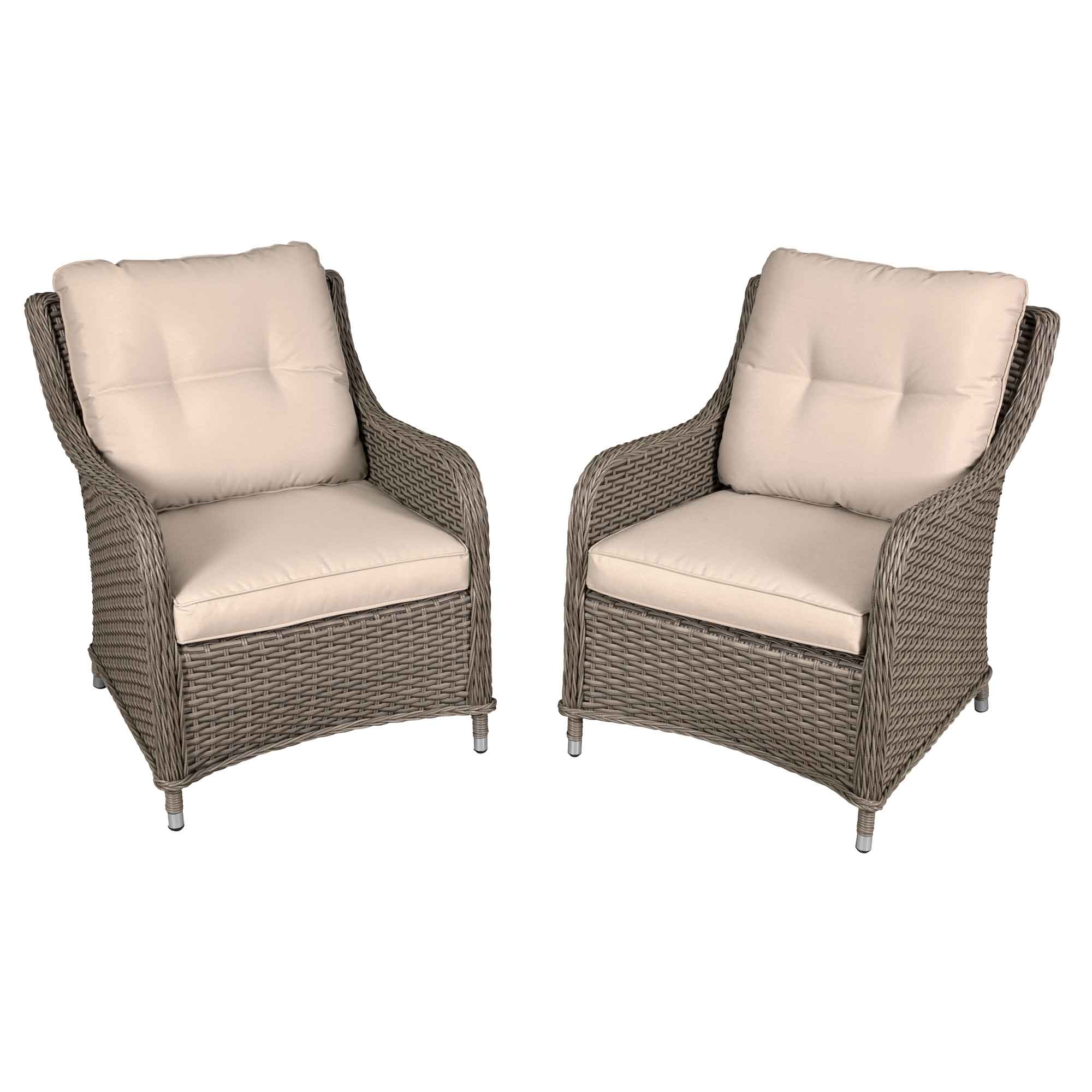 Chester Rattan Wicker Outdoor Lounge Chairs with Cushion - DG69 - Dellonda