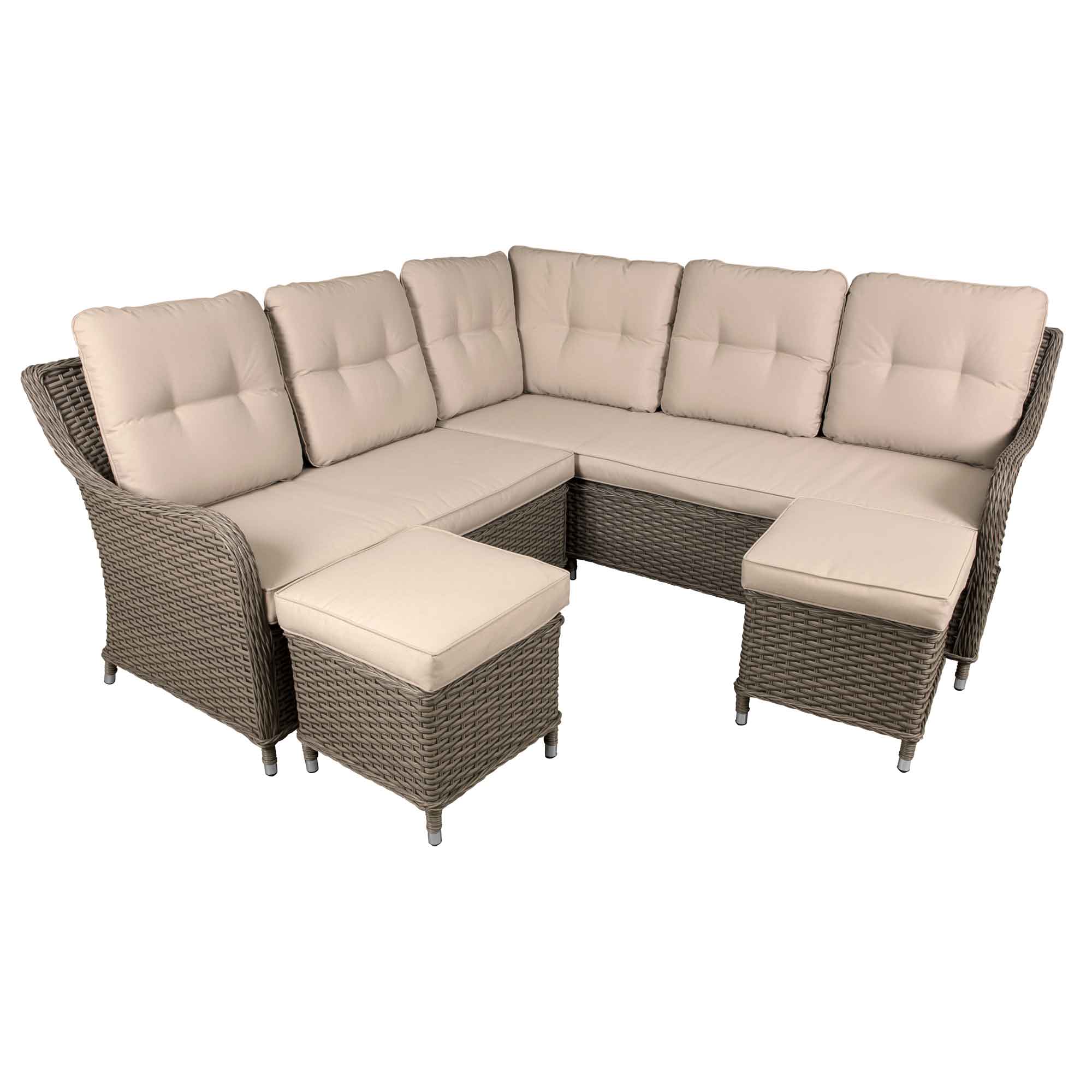 Chester Rattan Wicker Outdoor 6 Seat Corner Sofa Set - DG72 - Dellonda