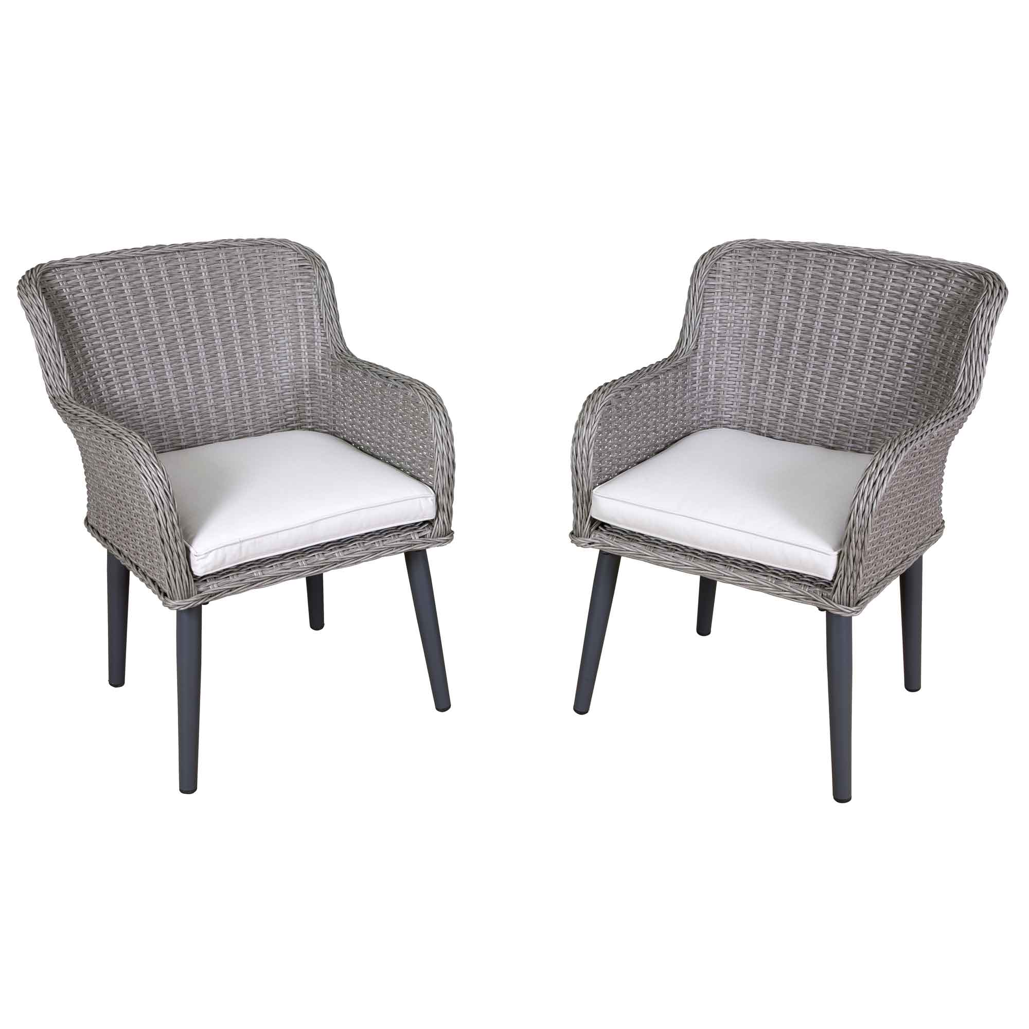 Buxton Rattan Wicker Outdoor Dining Armchair with Cushions, Set of 2 - DG76 - Dellonda