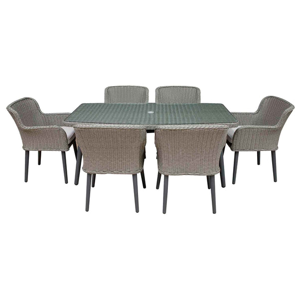 7 piece wicker outdoor dining outlet set