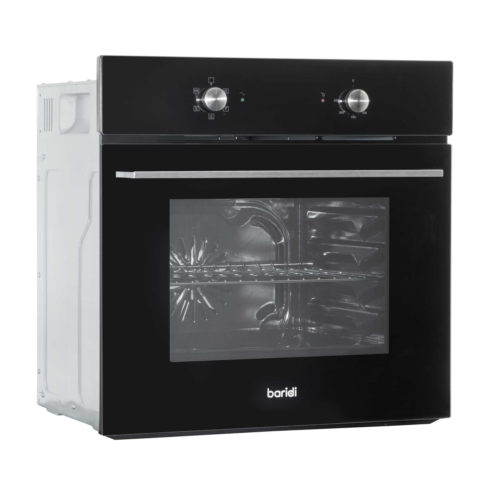 Baridi 60cm Built-In Five Function Fan Assisted, Single, Integrated Electric Oven, 55L Capacity, Black - DH124 - Dellonda