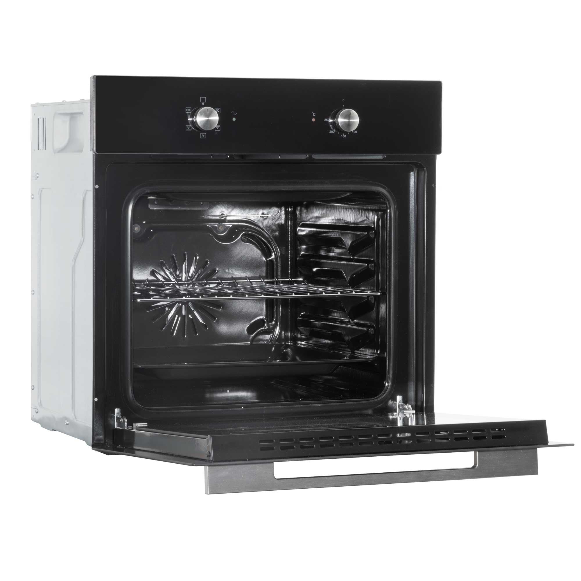 Baridi 60cm Built-In Five Function Fan Assisted, Single, Integrated Electric Oven, 55L Capacity, Black - DH124 - Dellonda