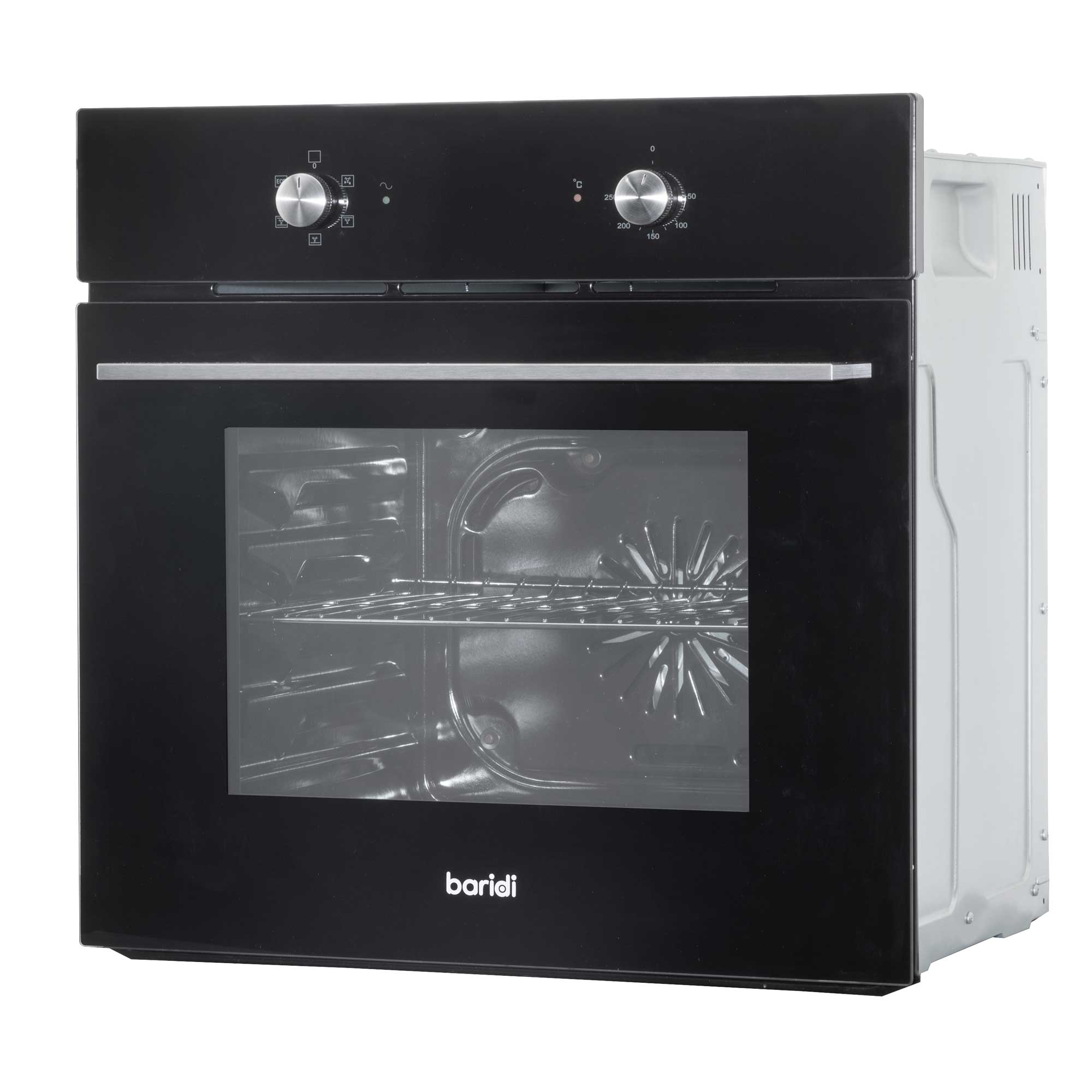 Baridi 60cm Built-In Five Function Fan Assisted, Single, Integrated Electric Oven, 55L Capacity, Black - DH124 - Dellonda