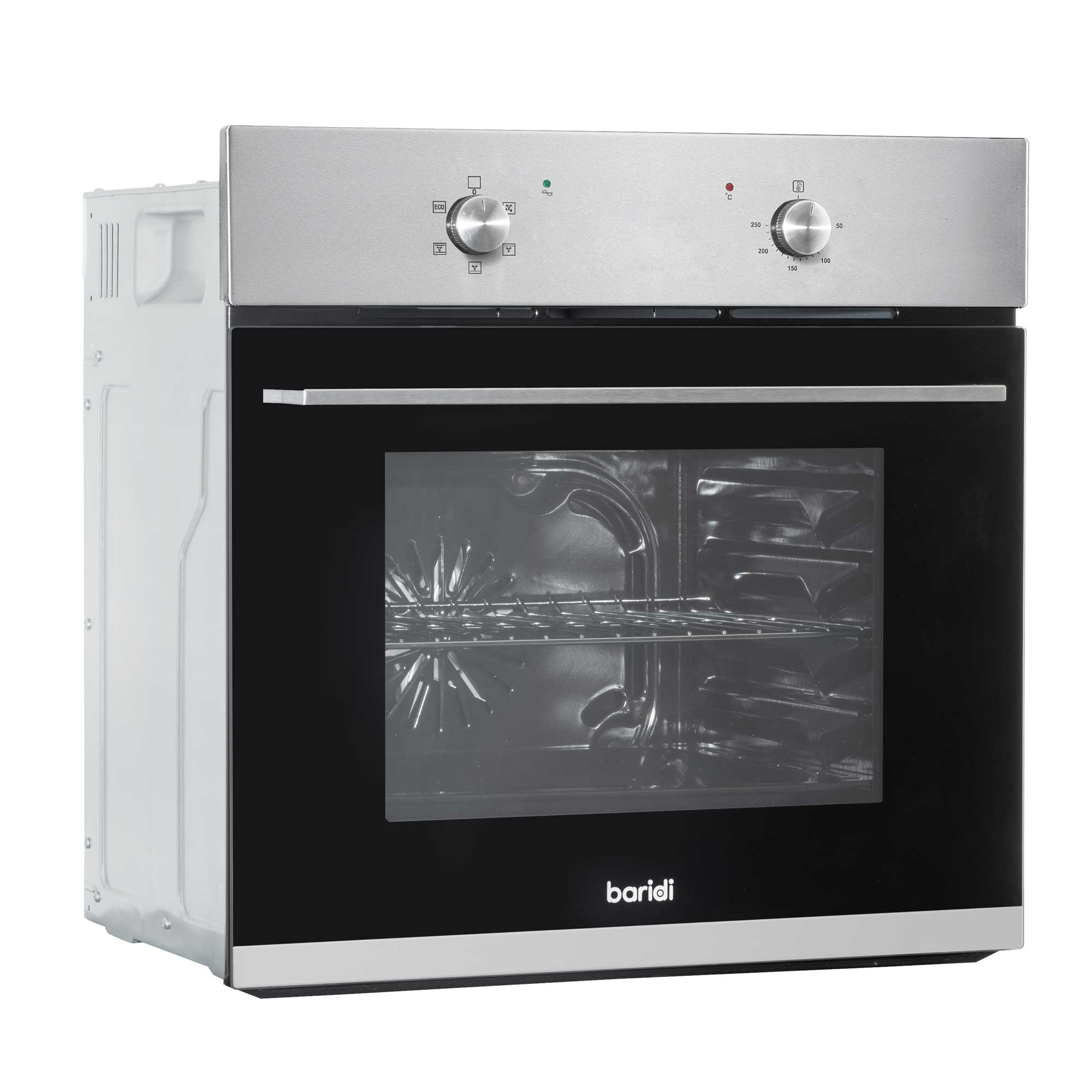 Baridi 60cm Built-In Five Function Fan Assisted, Single, Integrated Electric Oven, 55L Capacity, Stainless Steel - DH125 - Dellonda