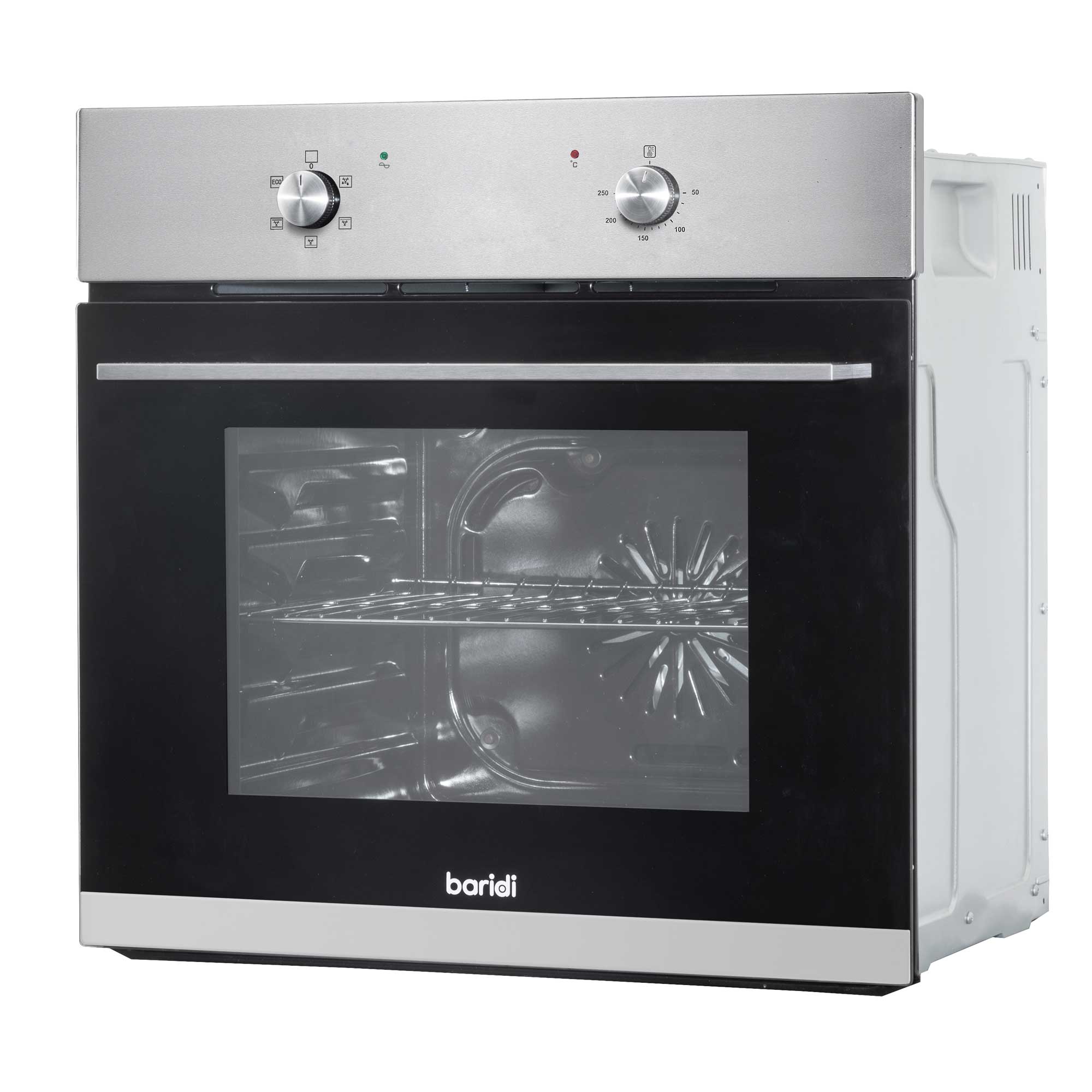 Baridi 60cm Built-In Five Function Fan Assisted, Single, Integrated Electric Oven, 55L Capacity, Stainless Steel - DH125 - Dellonda