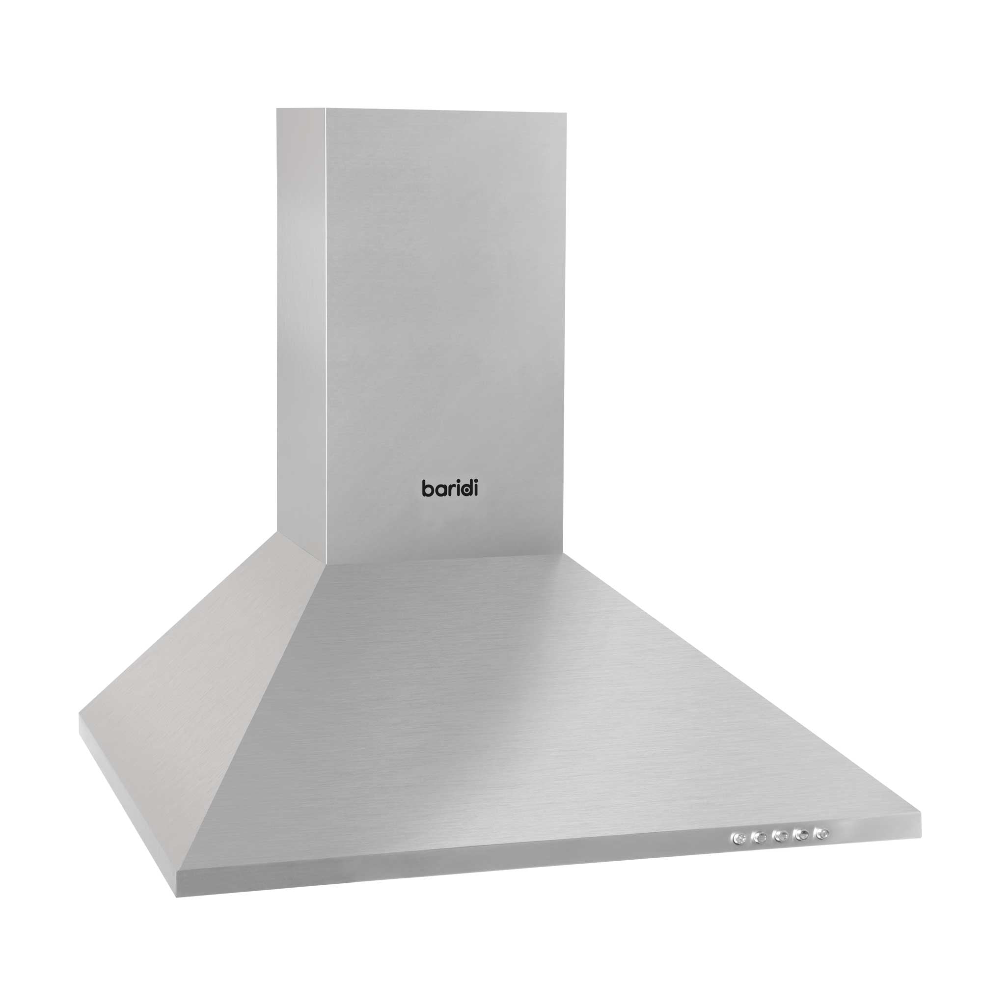 Baridi 60cm Chimney Style Cooker Hood with Carbon Filters, Stainless Steel - DH126 - Dellonda