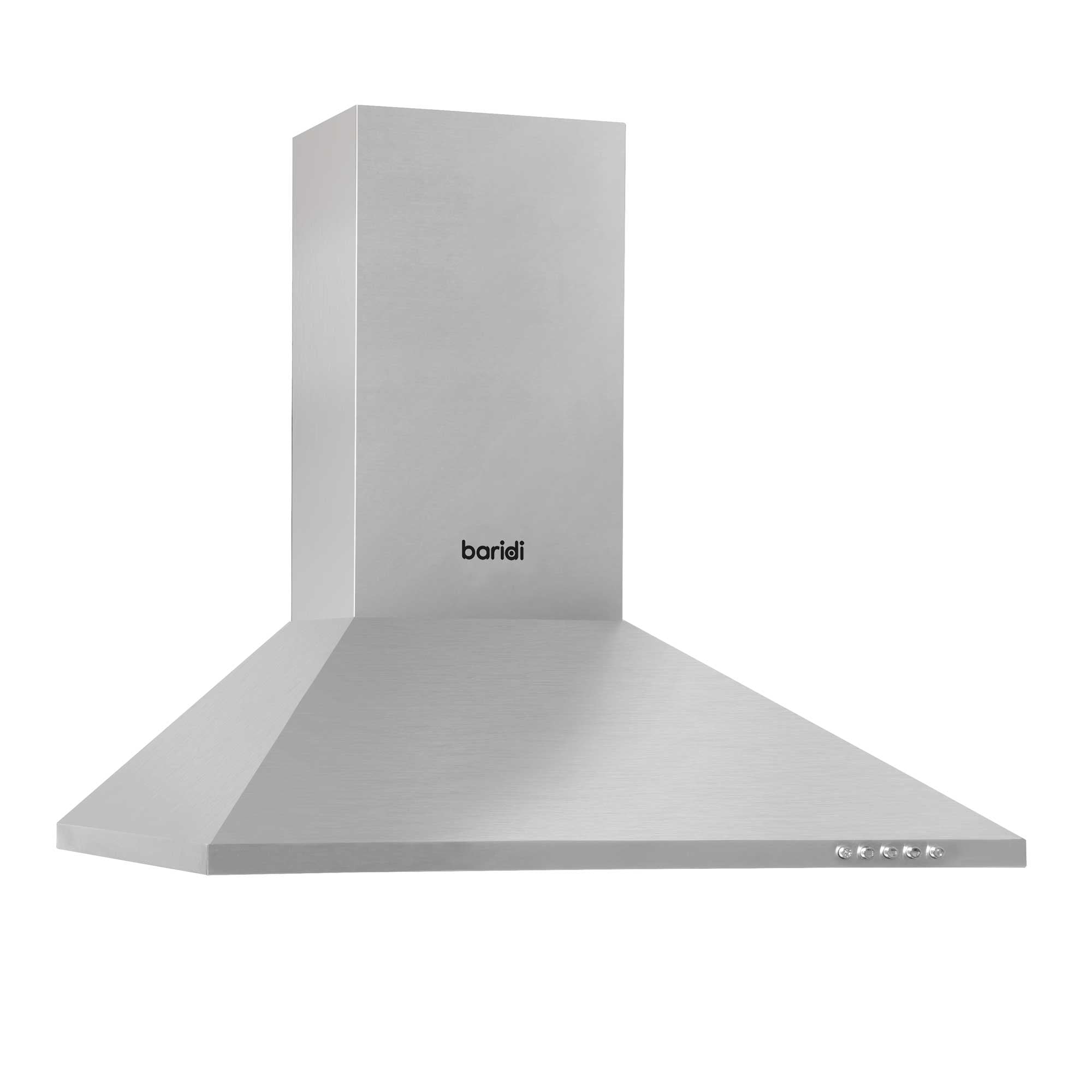 Baridi 60cm Chimney Style Cooker Hood with Carbon Filters, Stainless Steel - DH126 - Dellonda