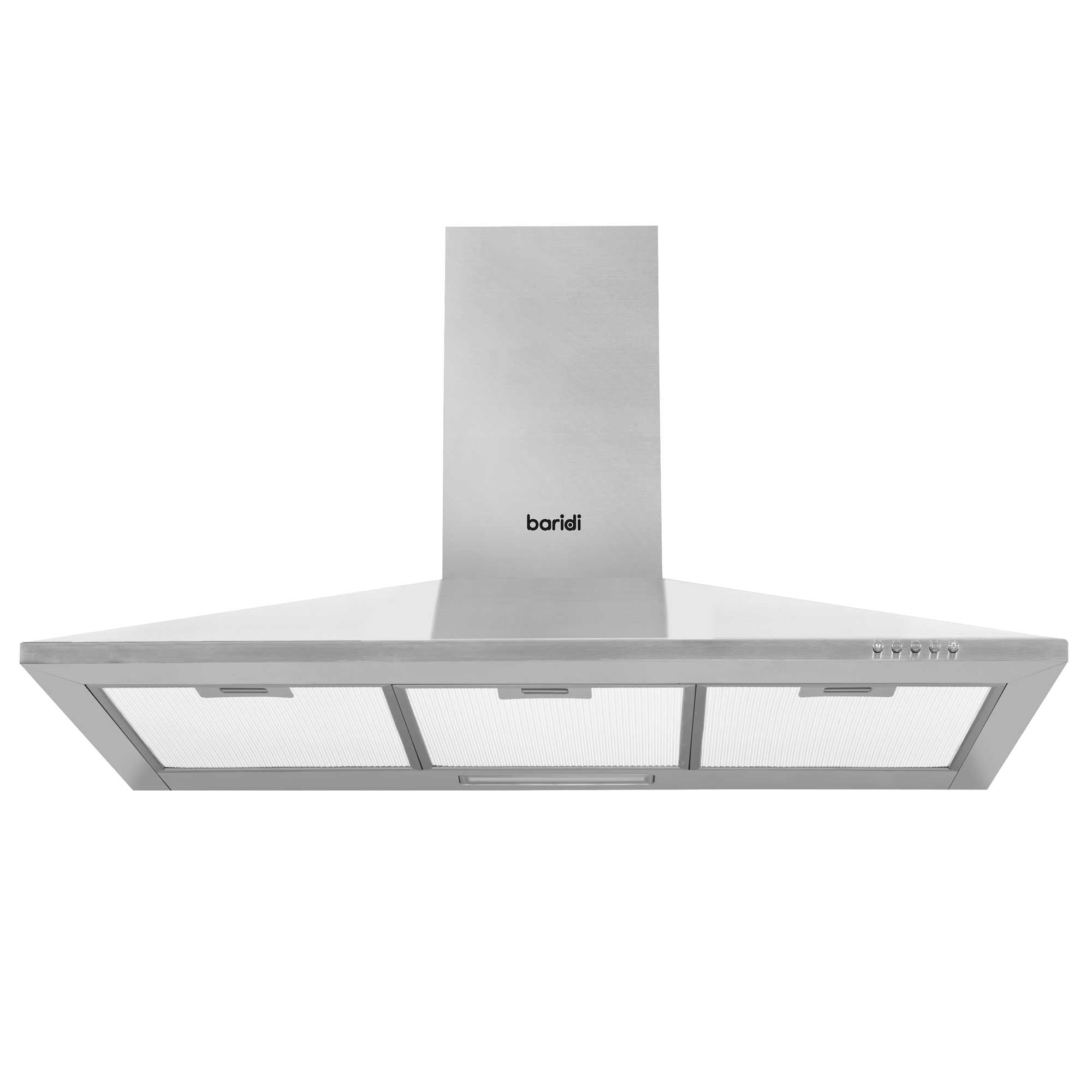 Baridi 90cm Chimney Style Cooker Hood with Carbon Filters, Stainless Steel - DH127 - Dellonda