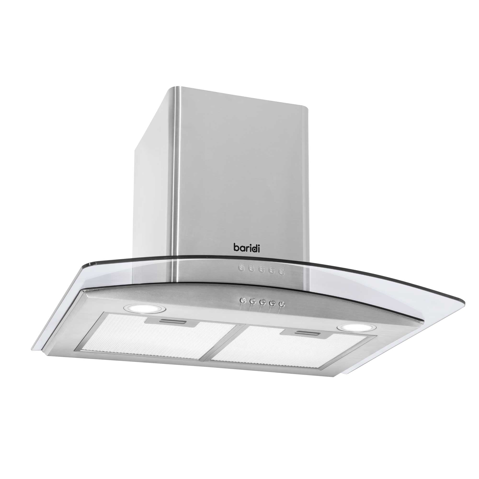 Baridi 4 Zone Ceramic Hob, 5 Function Fan-Assisted Oven & Curved Glass Cooker Hood Bundle - DH187 - Dellonda