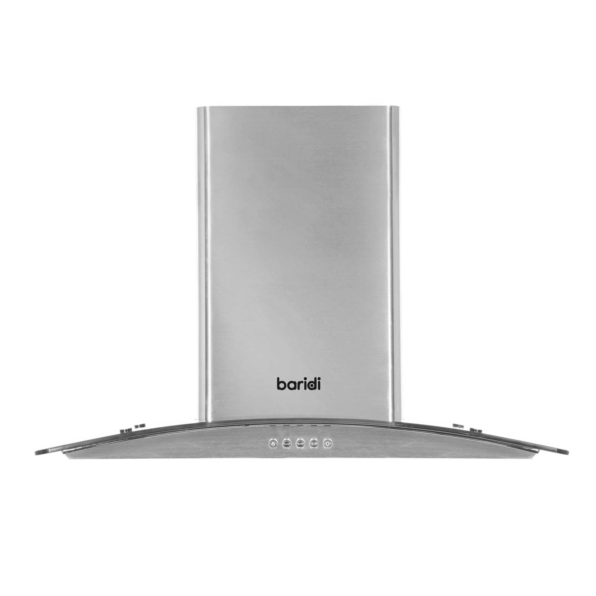 Baridi 60cm Curved Glass Cooker Hood with Carbon Filters, LED Lights, Stainless Steel - DH128 - Dellonda